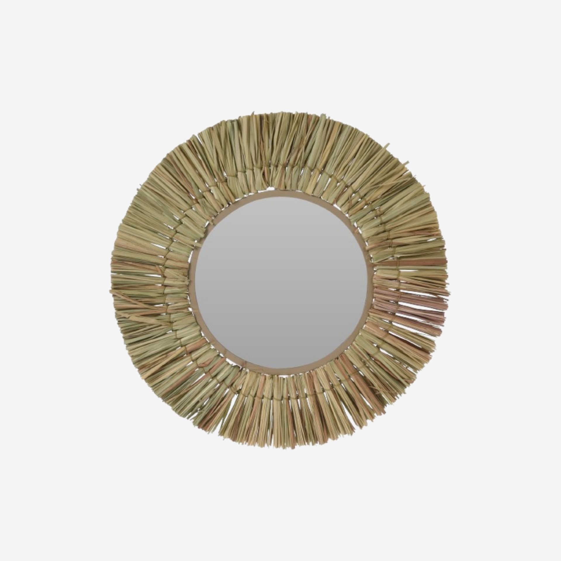 Espejo de pared redondo de rafia Narol Ø40cm