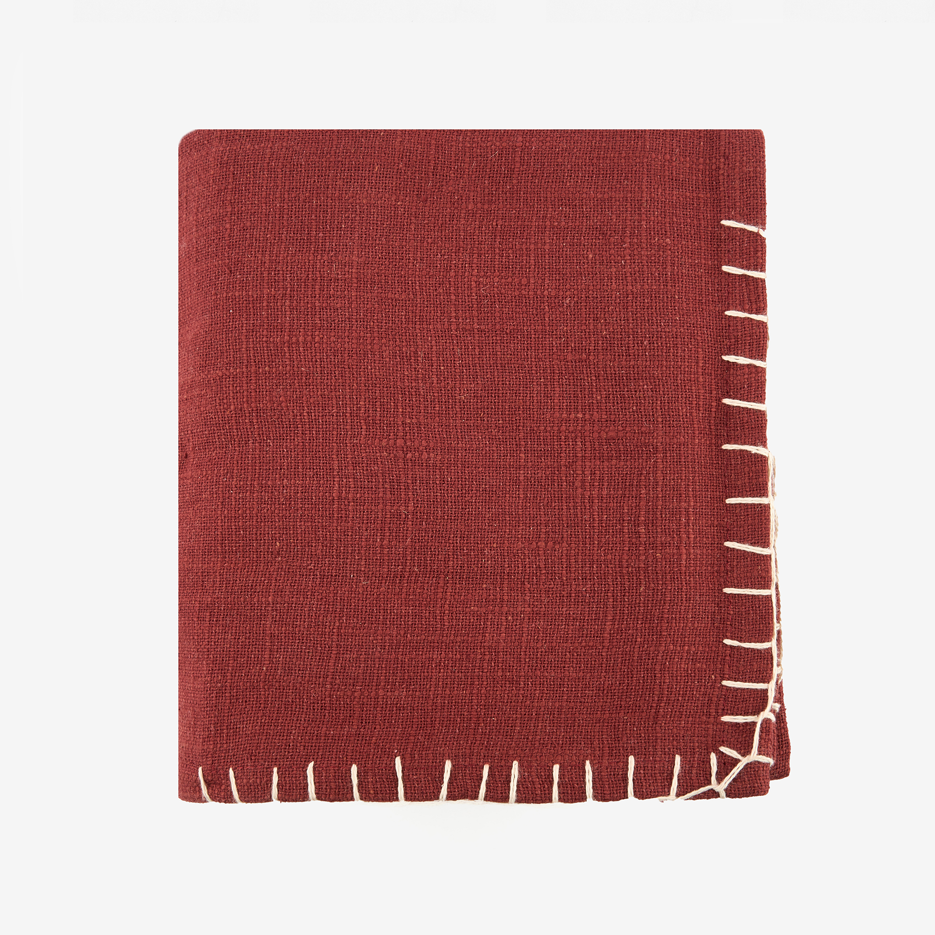 Mantel de algodón vino pespunte crudo Arosa 140x250cm