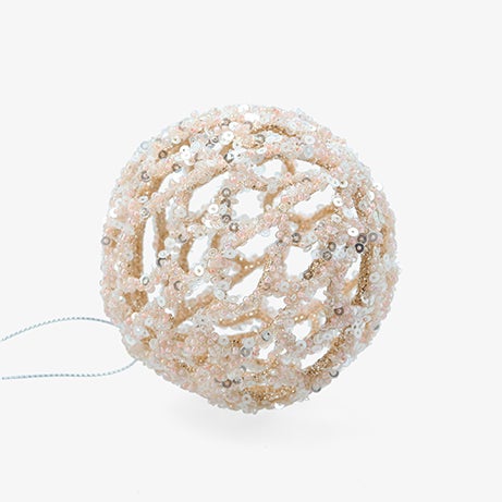 Bola de Navidad abierta de lentejuelas blanca 8cm