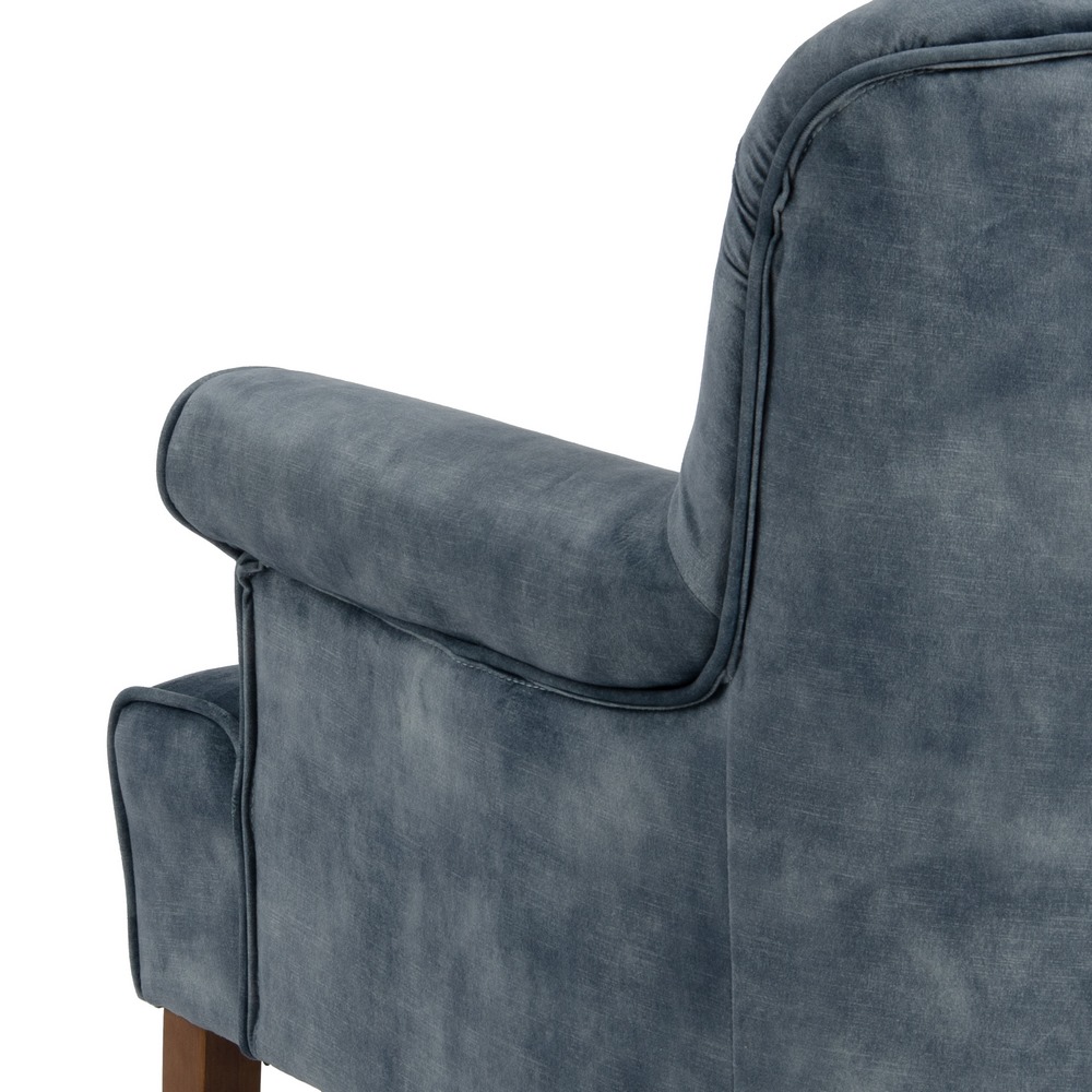 Butaca efecto velvet azul Seran 77x64x88cm