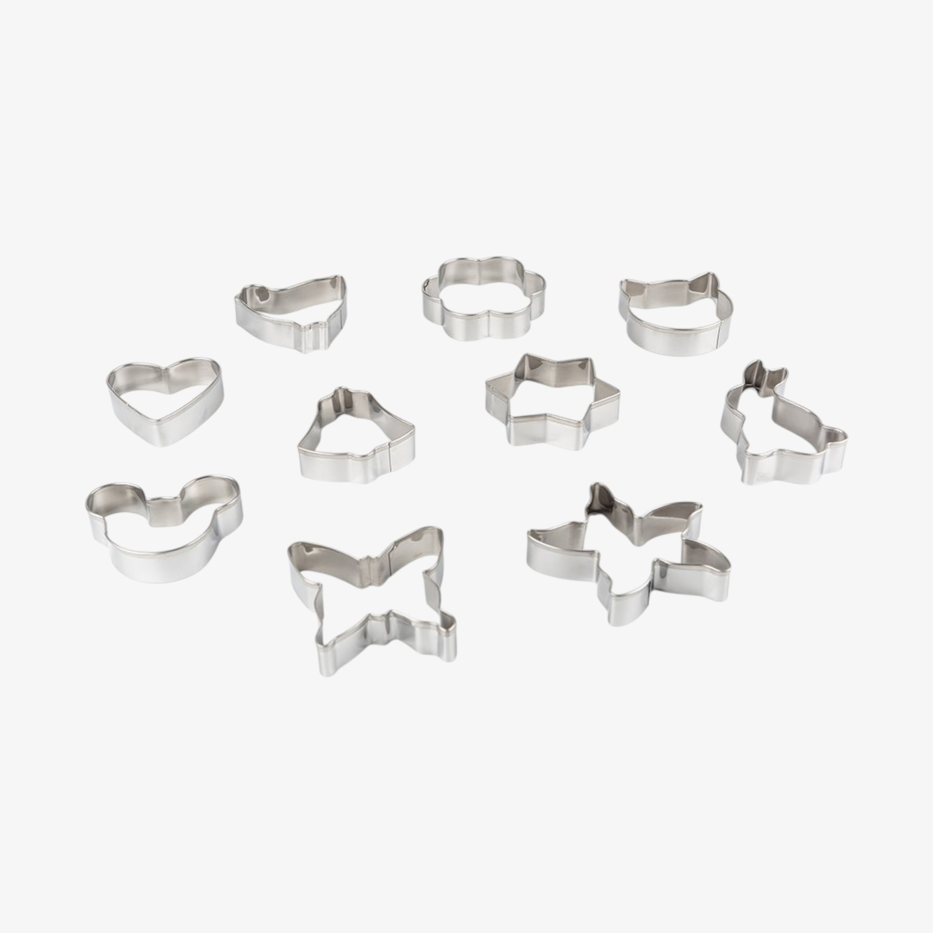 Set de 10 formas para cortar galletas de acero inoxidable