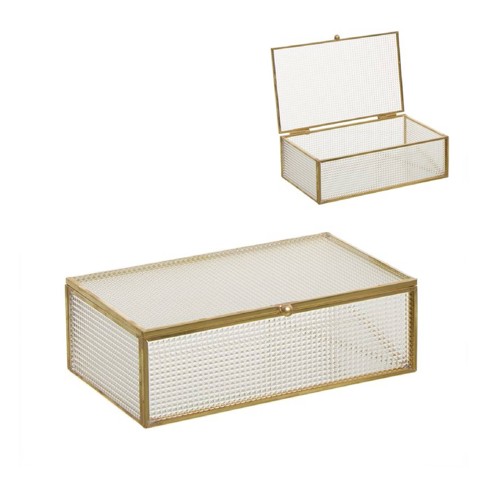 Joyero cristal tallado oro Felia 20x12x7cm