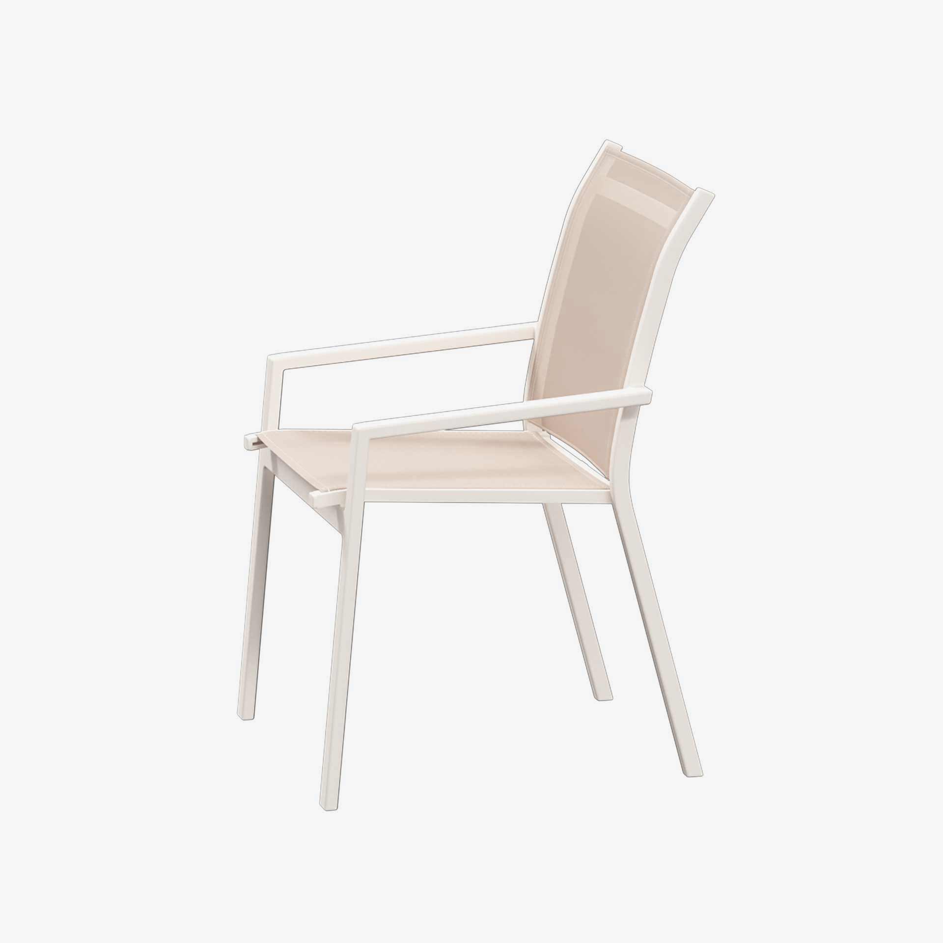 Silla de jard&iacute;n apilable de aluminio crema Essor 56x63x88cm