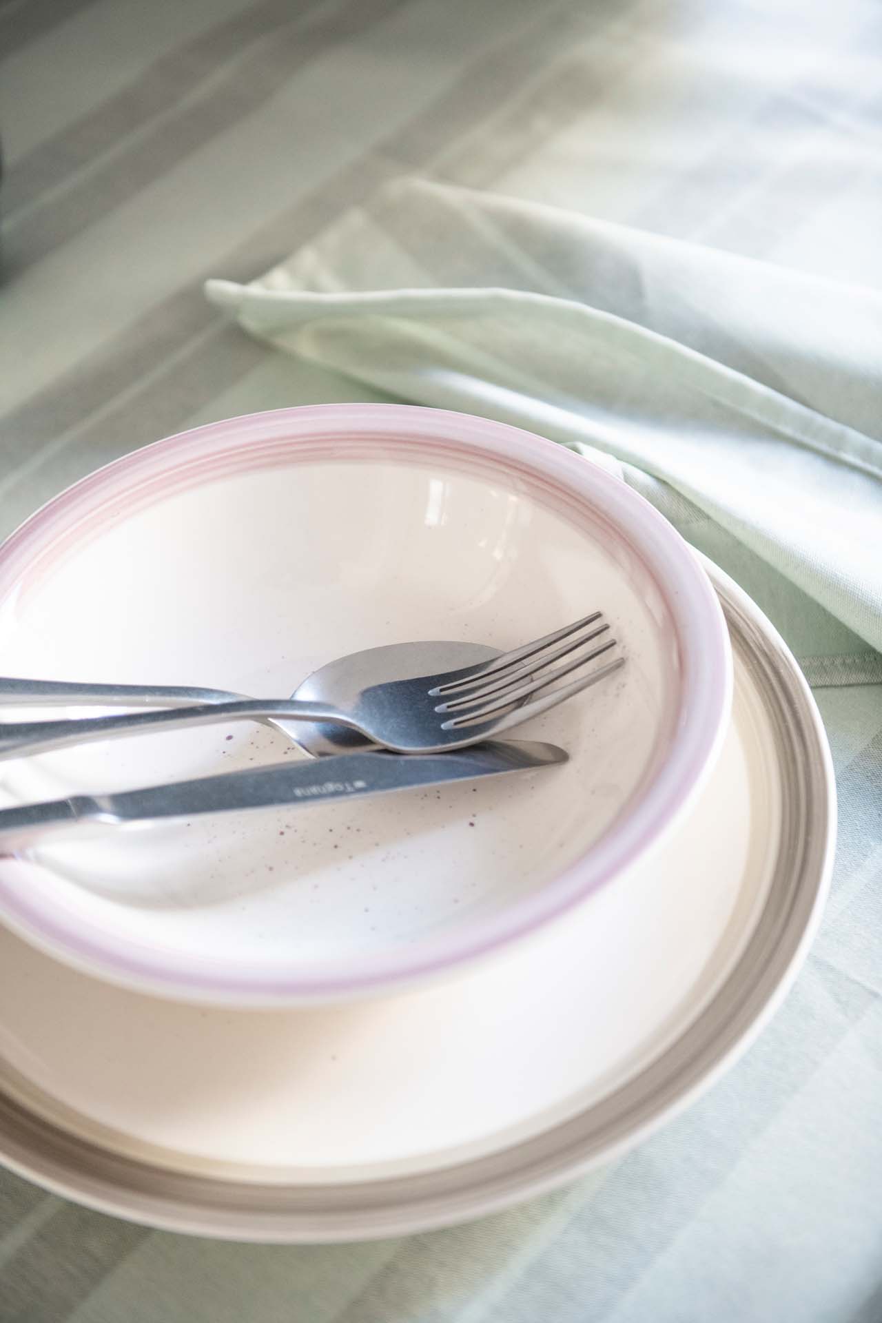 Servilleta de algod&oacute;n reciclado rayas verde 45x45cm