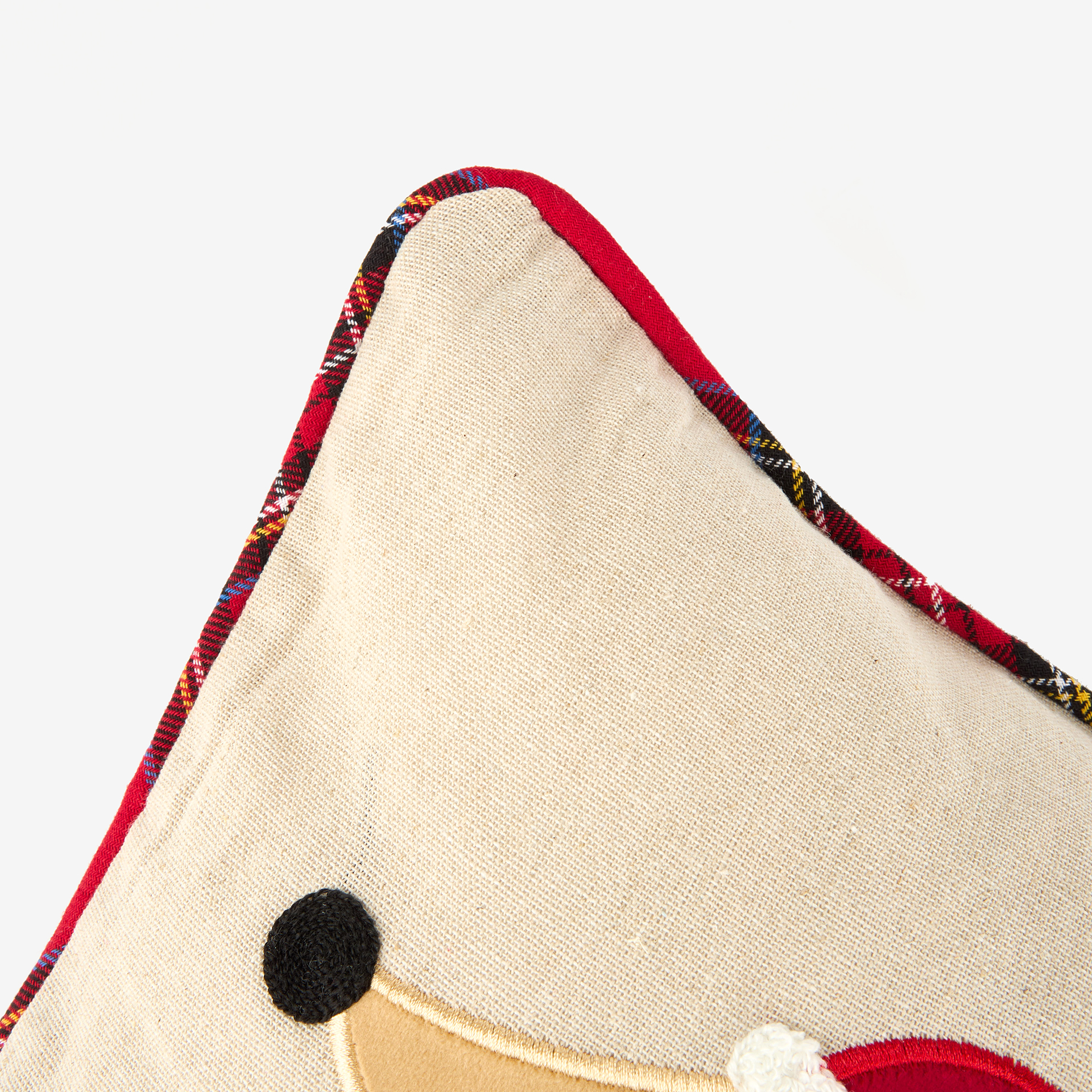 Funda de cojín Perro con jersey de tartán 30x45cm