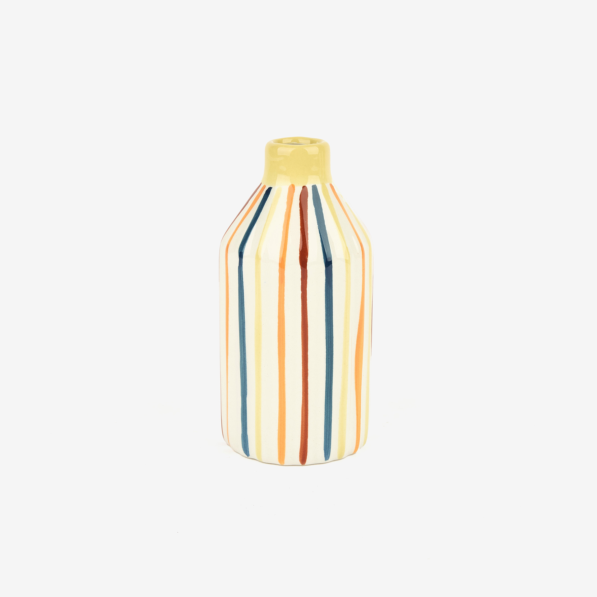 Jarr&oacute;n de cer&aacute;mica rayas multicolor Tibor &Oslash;7x15cm