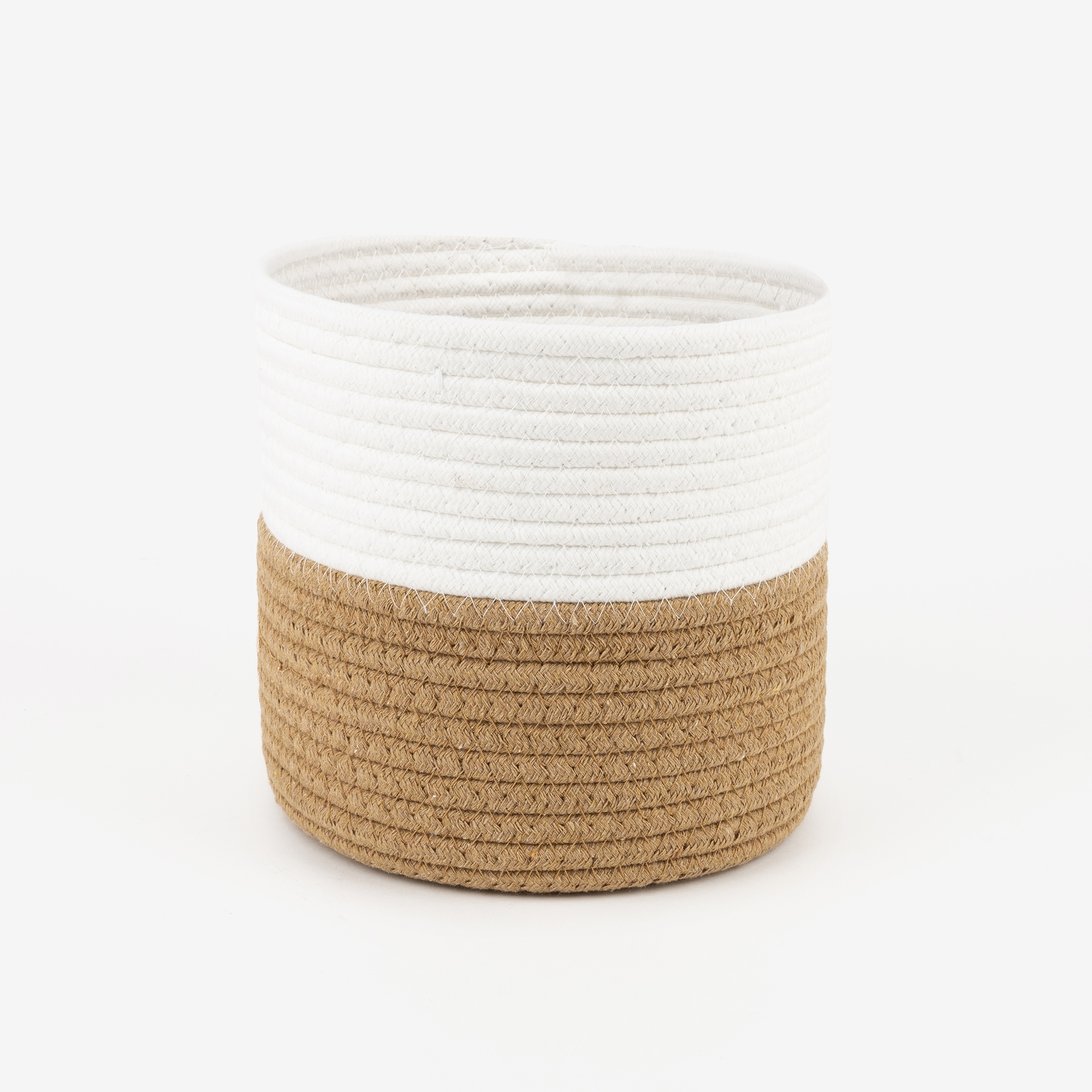 Cesta blanca de algod&oacute;n y yute Erfurt &Oslash;21x20cm