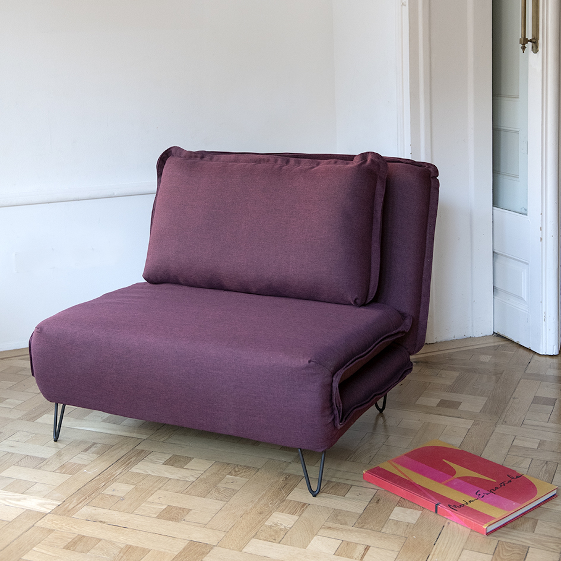 Sofa-cama individual burgundy 103x94x82cm Clau&Chloe