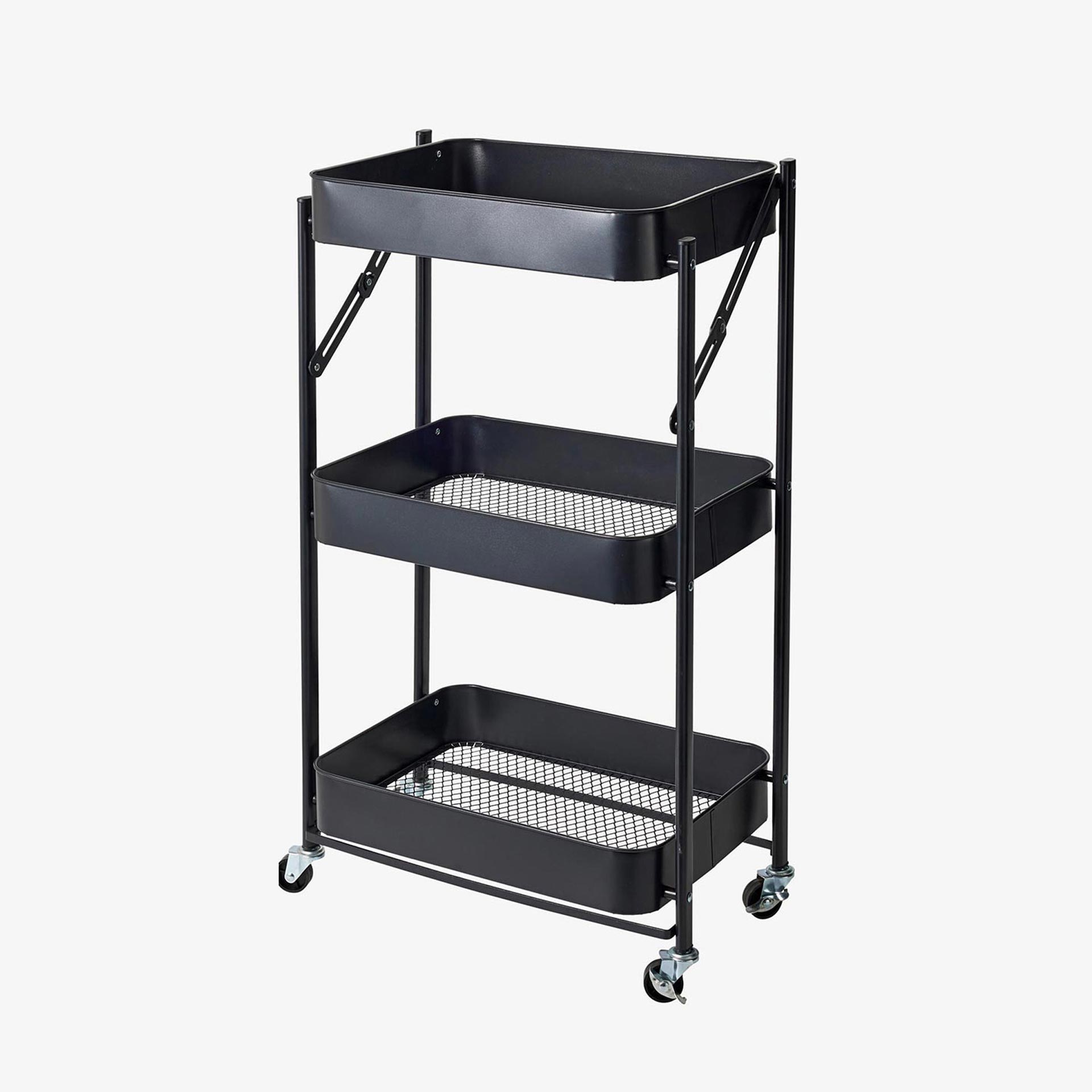 Carro de cocina plegable negro de hierro Ares 77cm