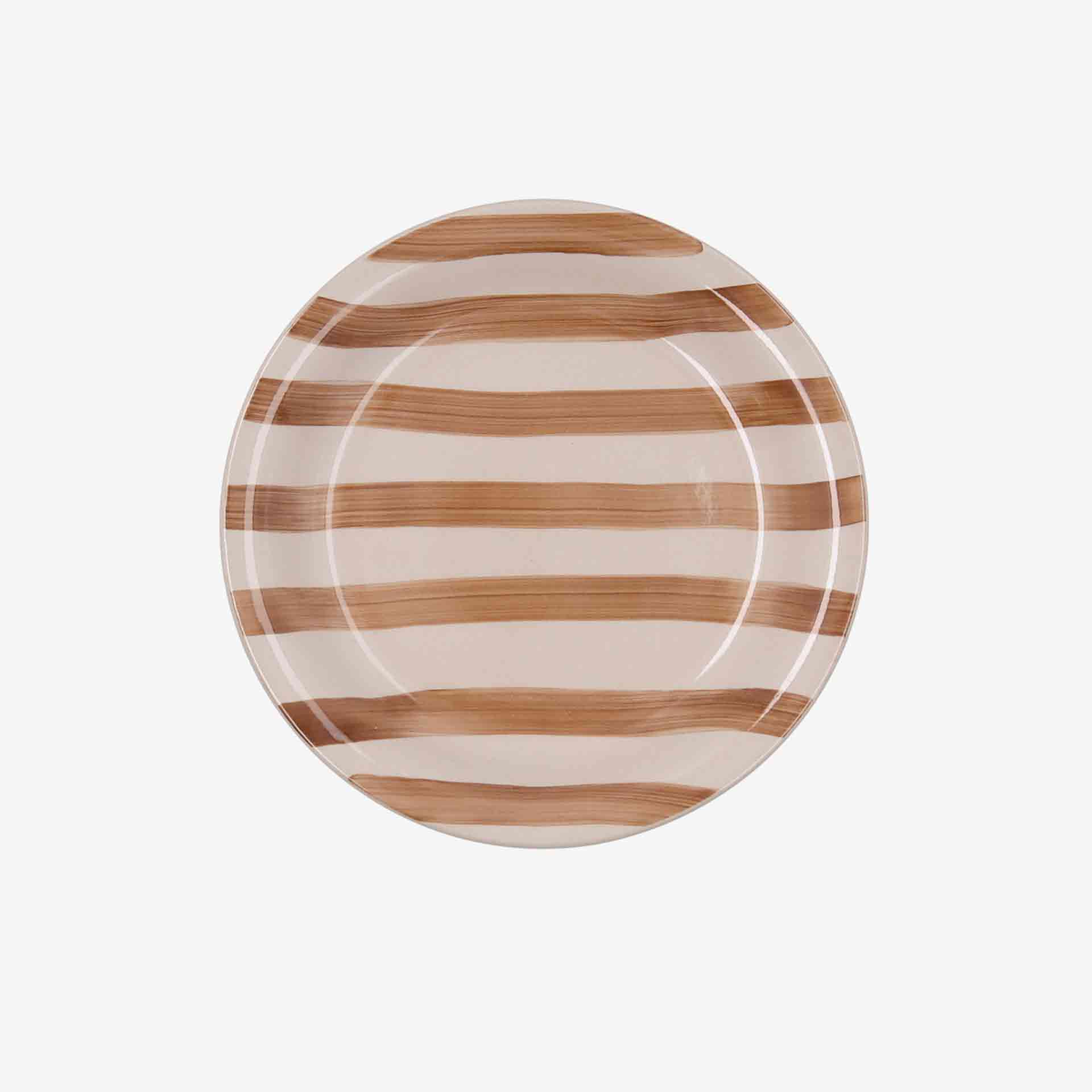 Plato de postre de cer&aacute;mica marr&oacute;n y beige Crema Aegea &Oslash;19cm