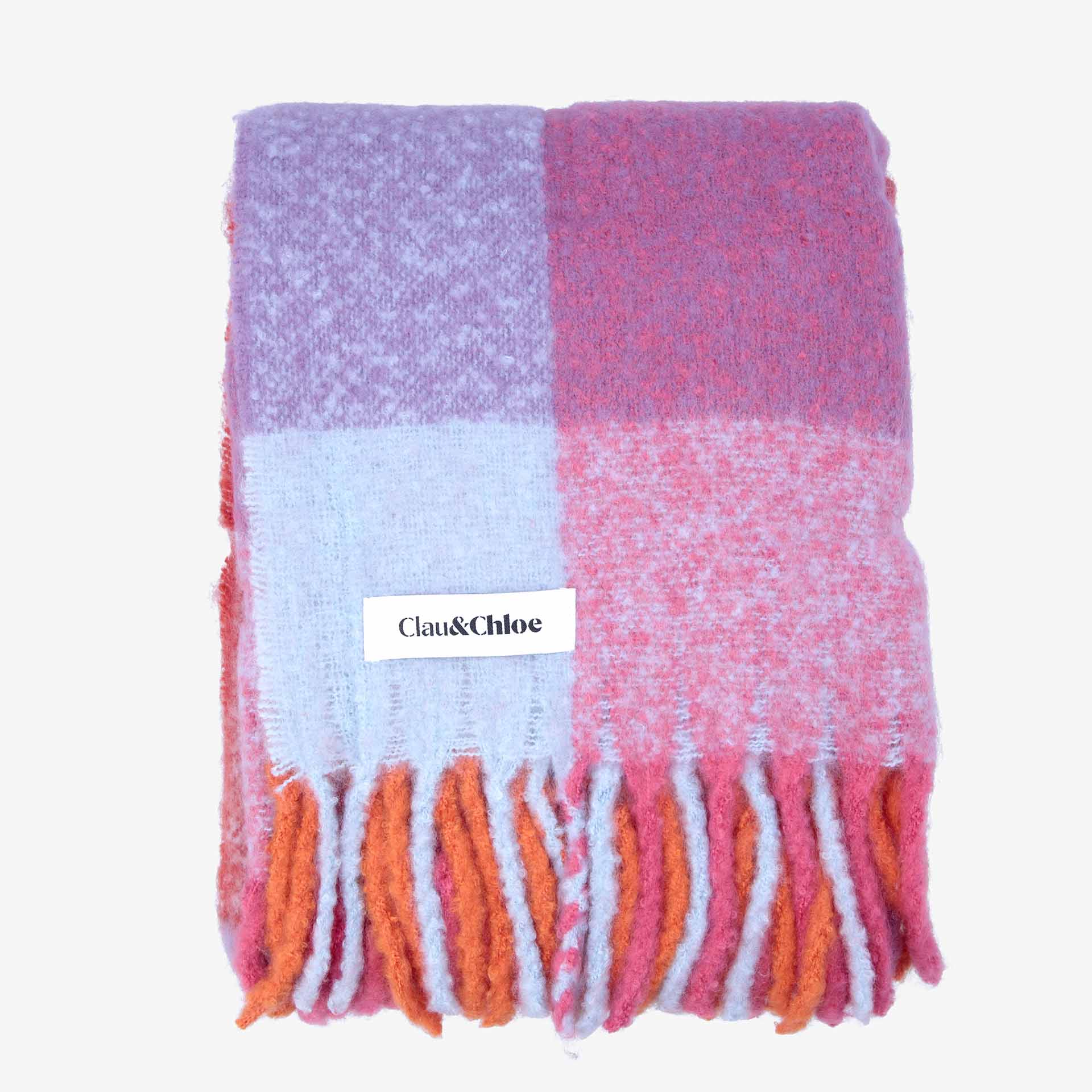 Manta efecto mohair de cuadros multicolor 130x150cm Clau&Chloe