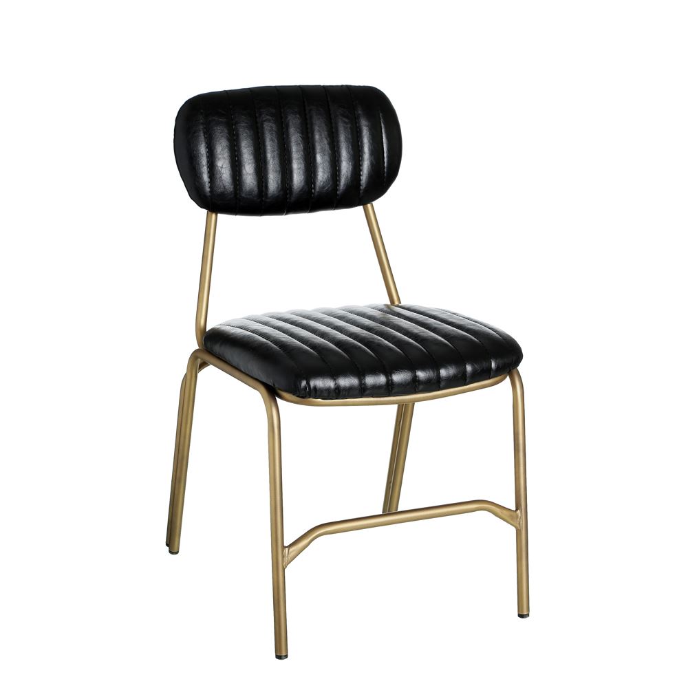 Set de 2 sillas de comedor de metal negra y dorada Camile 44x55x73cm