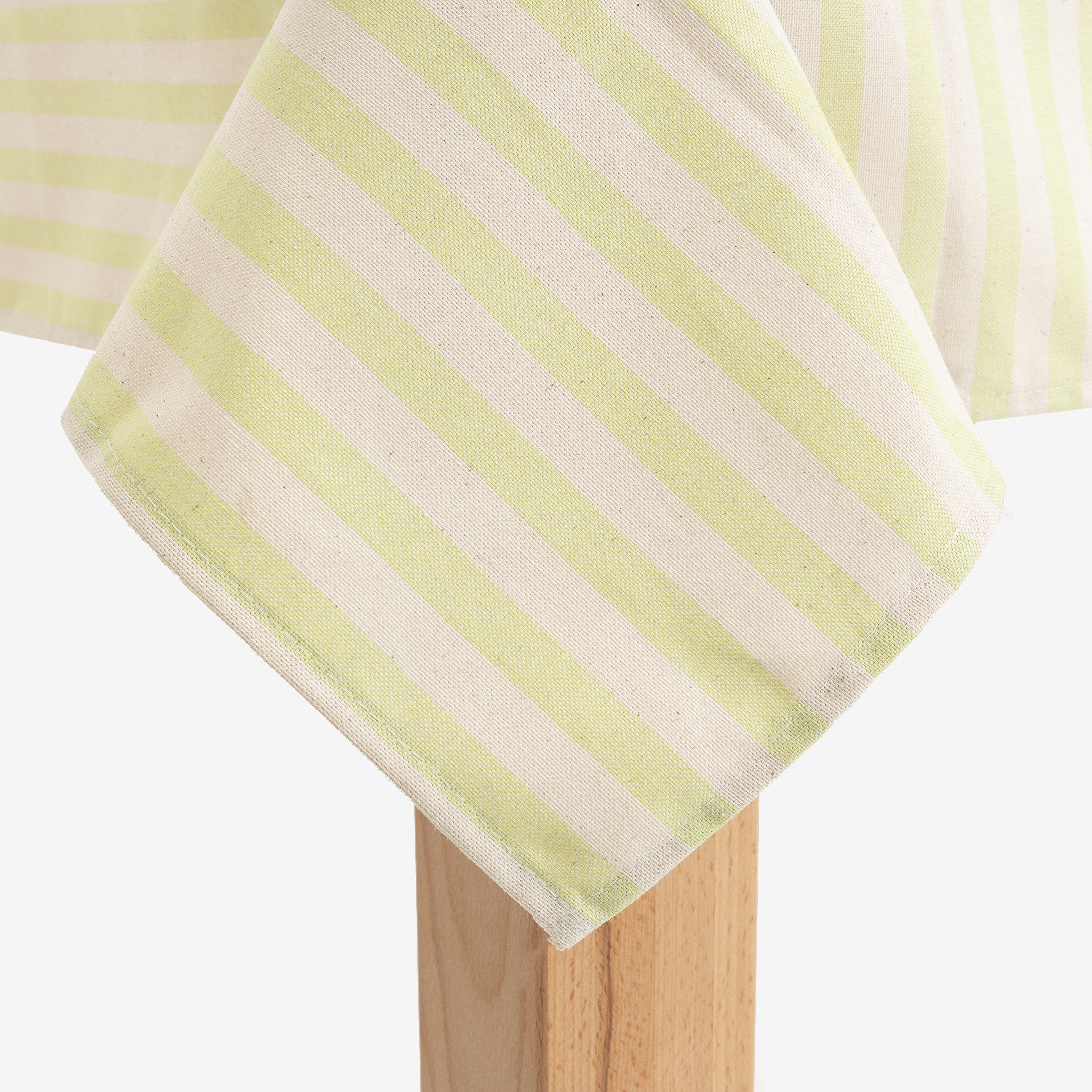 Mantel de algod&oacute;n reciclado de rayas verde 135x200cm