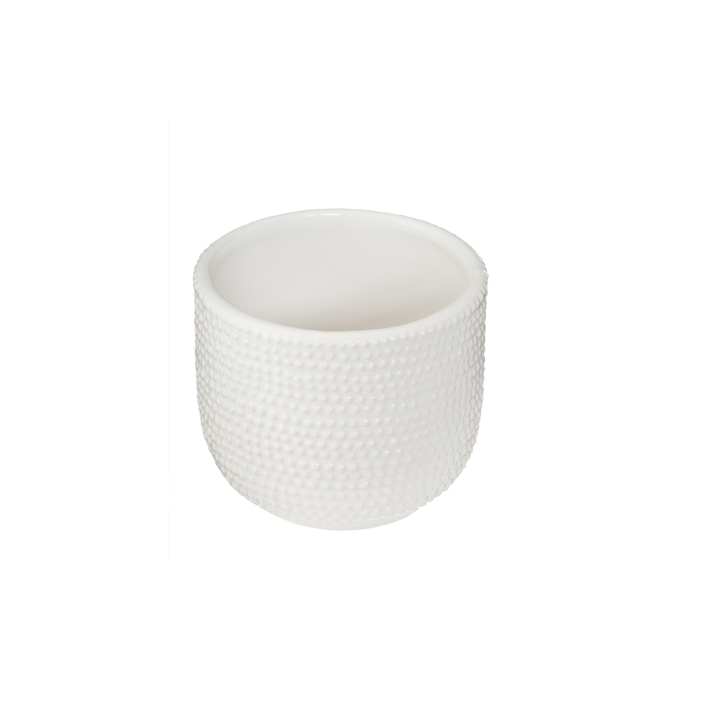 Macetero blanco de cer&aacute;mica &Oslash;10,5x9cm