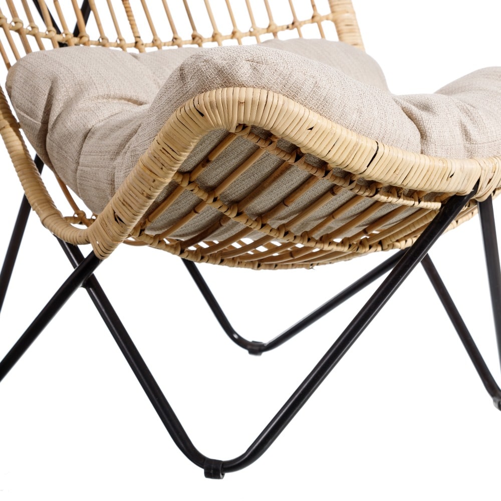 Butaca de fibras naturales y metal con cojín 76x76x87cm