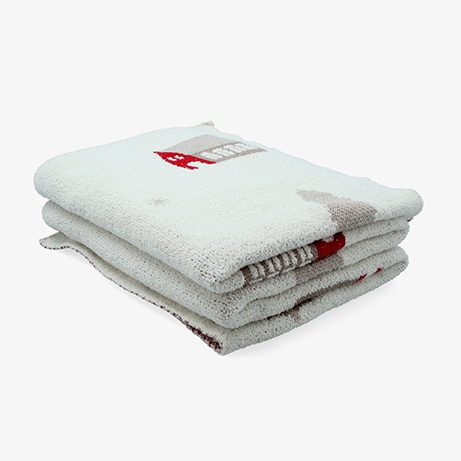 Manta de punto blanca con casitas Wish 150x125cm