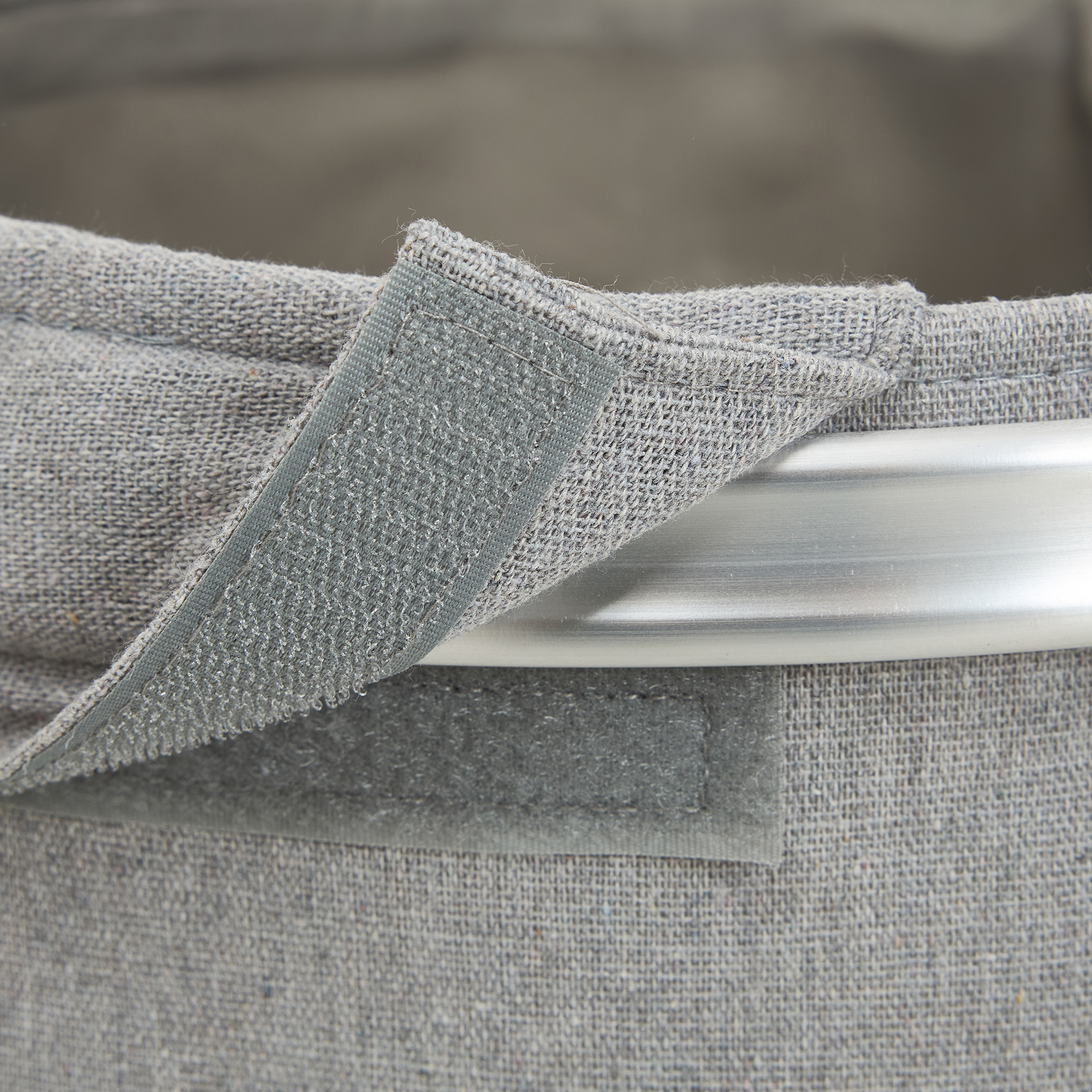 Cesta para ropa doble de aluminio y tela gris Deluxe &Oslash;37x50cm