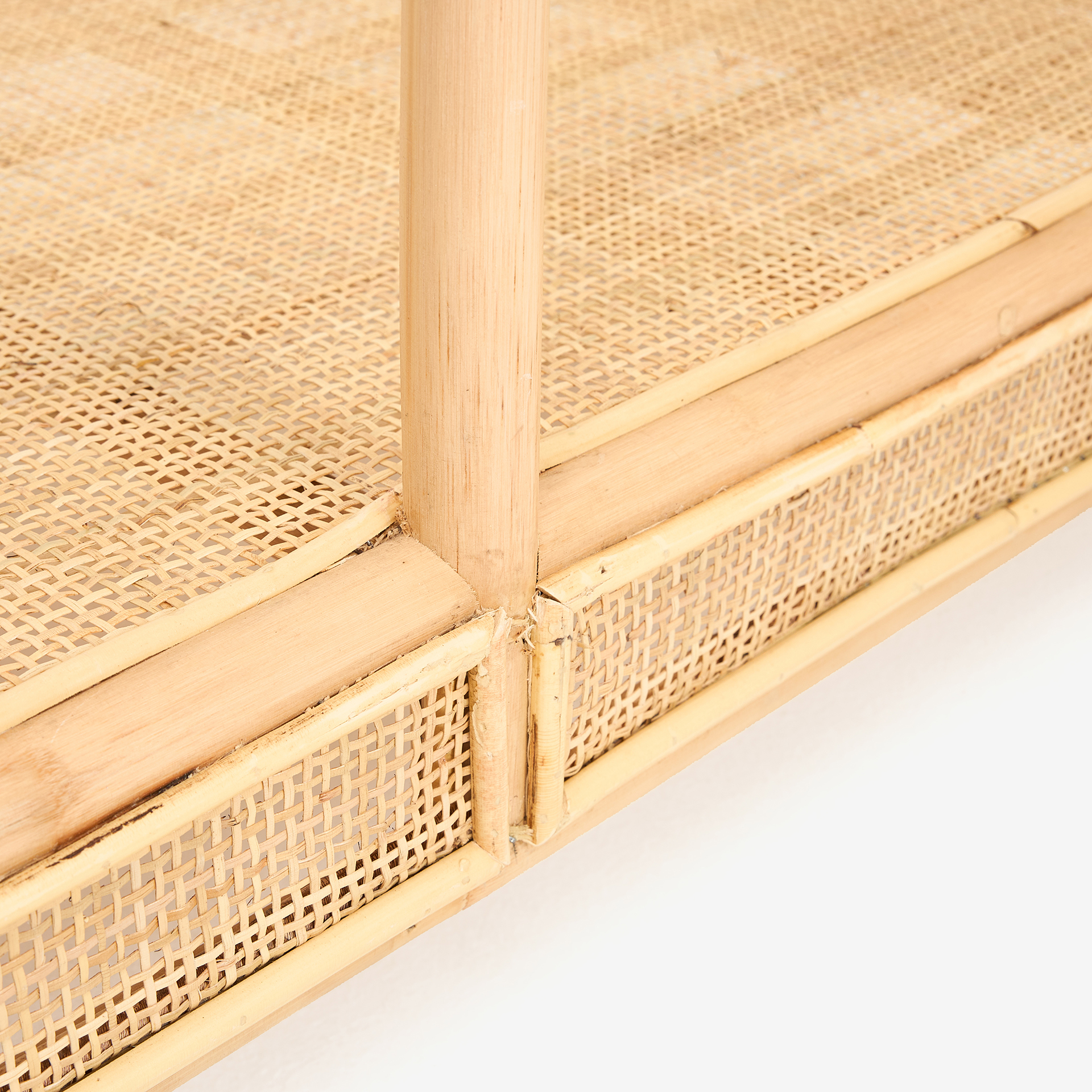 Mesa de centro de ratán y cristal Corvo 110x60x40cm