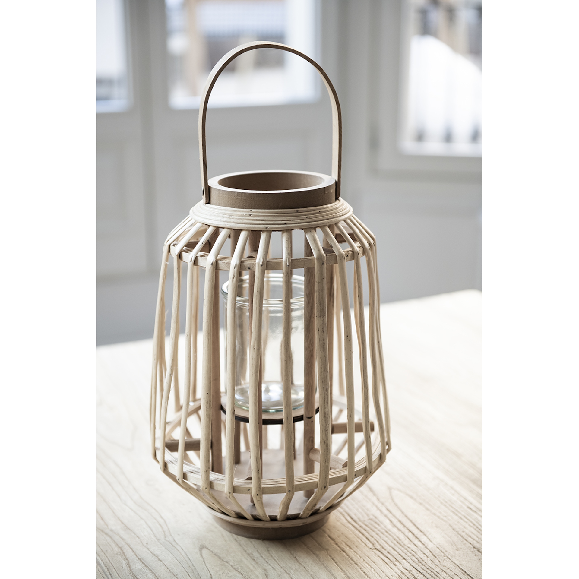 Farol de rat&aacute;n marr&oacute;n Chairo &Oslash;25x35cm