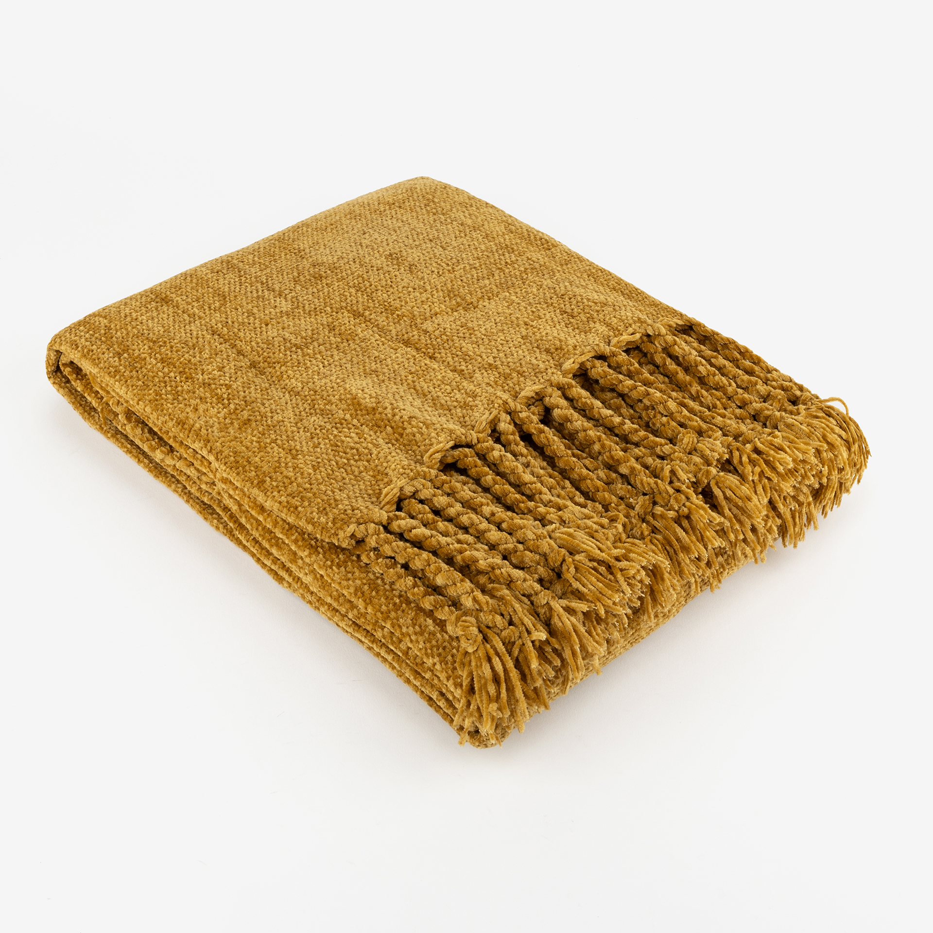 Manta de chenilla mostaza Ottawa 130x150cm