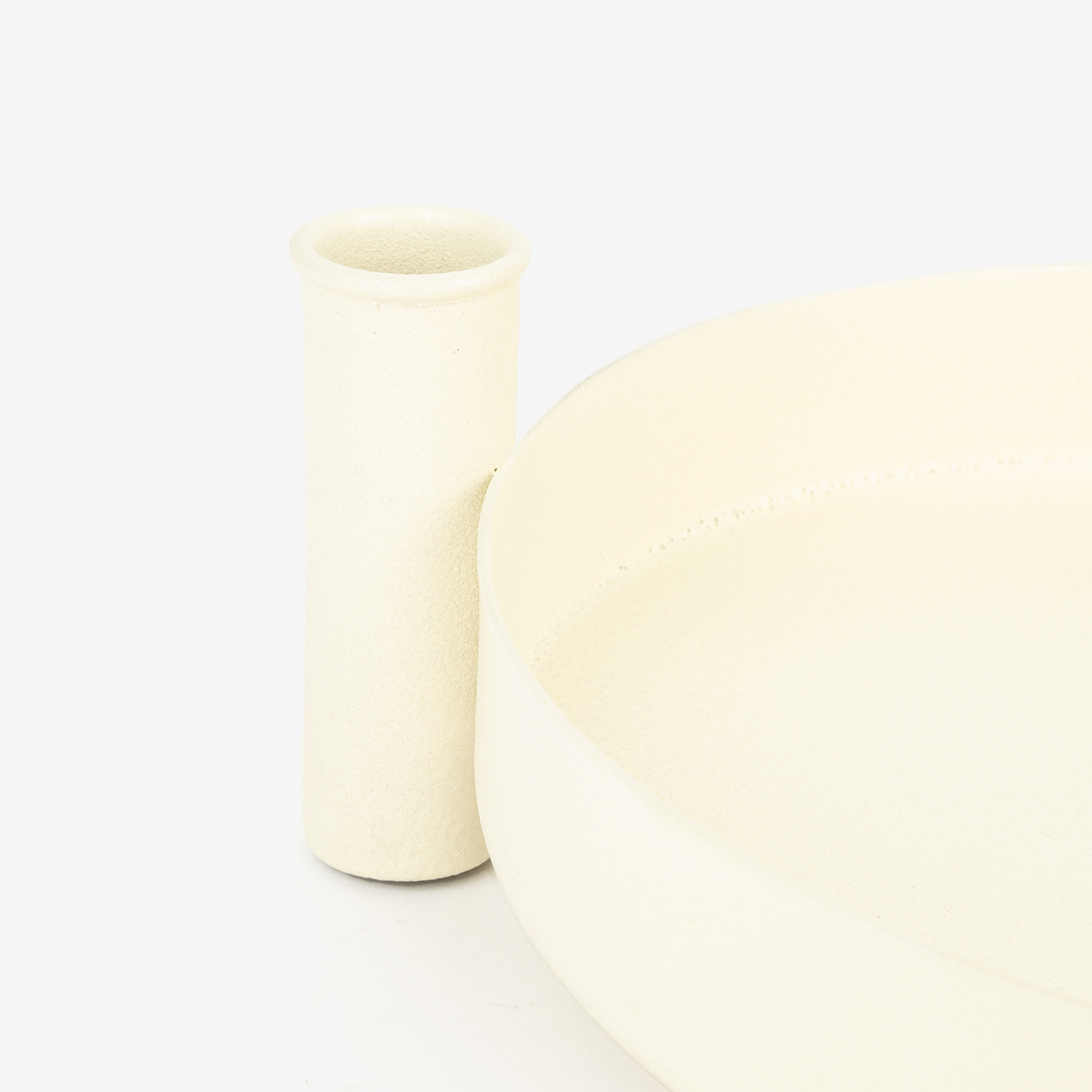 Portavelas de metal beige Sandy Ø26x8cm