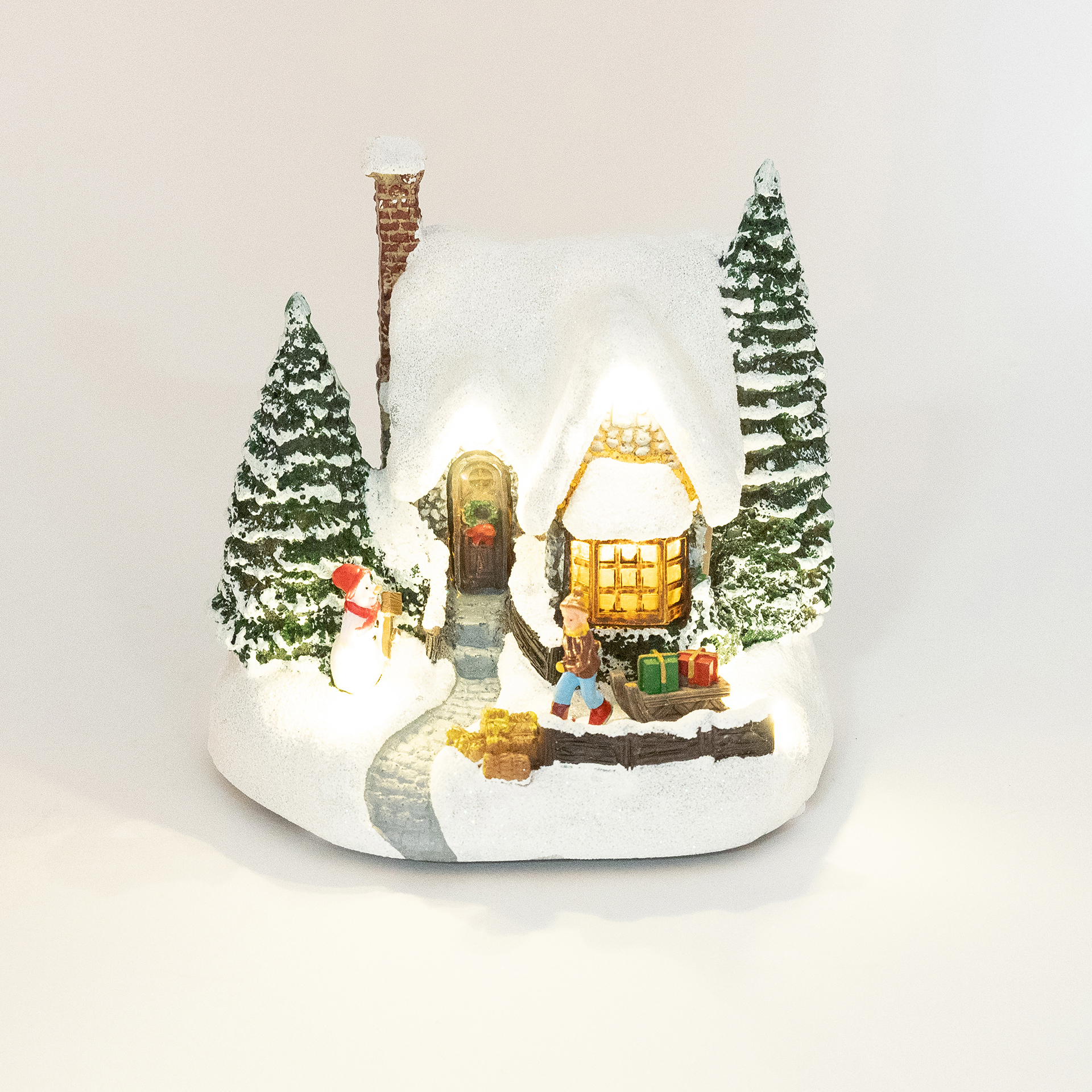 Figura decorativa con luz LED Casita nevada 17x14x15,5cm