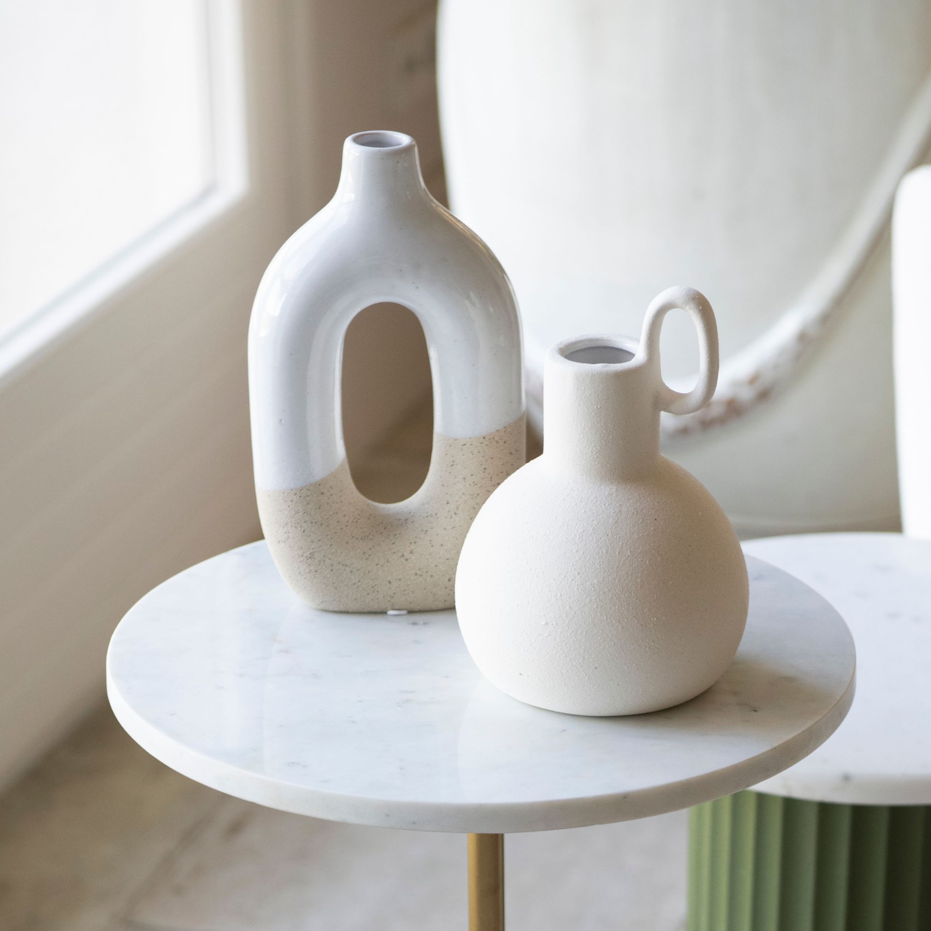 Jarr&oacute;n de gres blanco Hufal 13x5x23cm