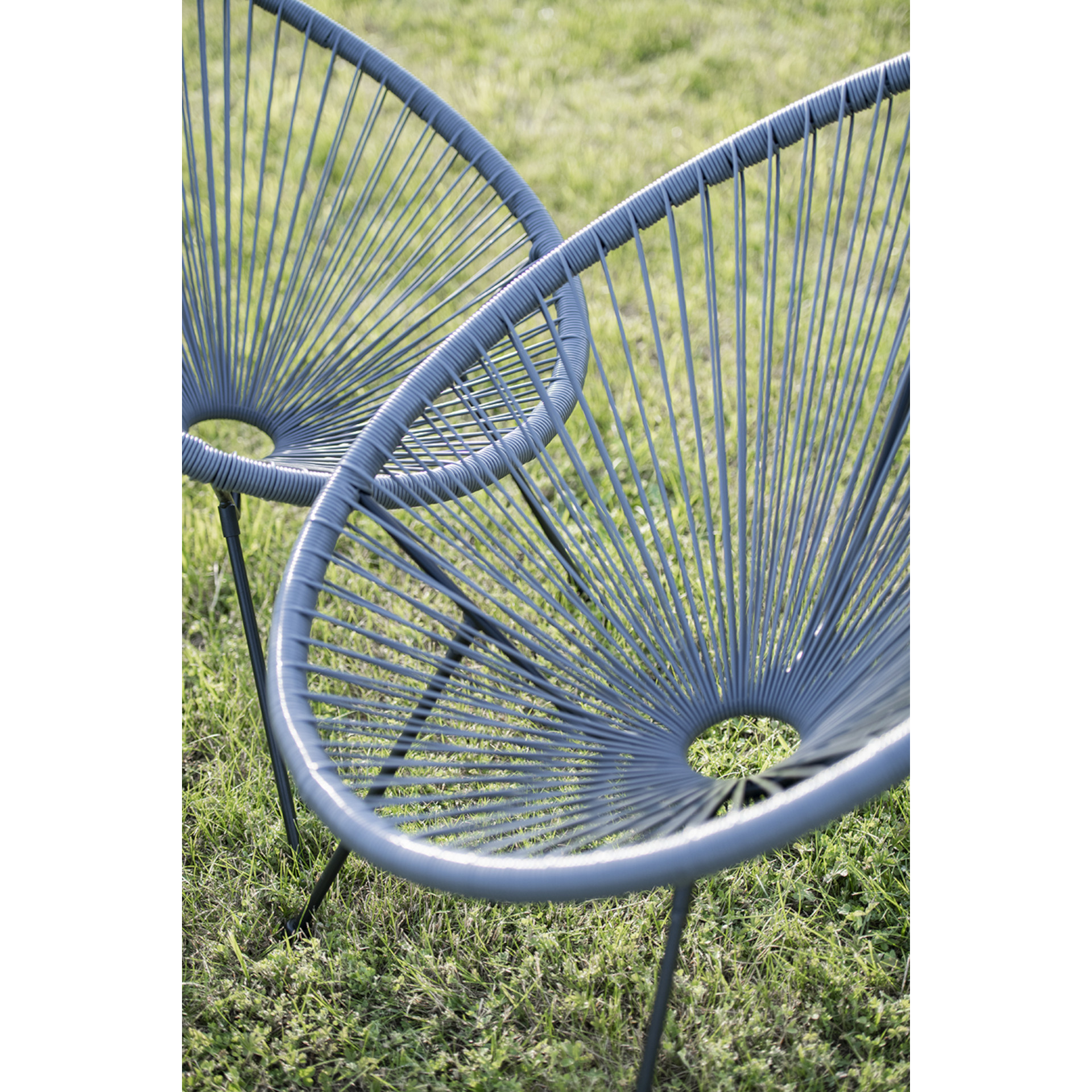 Silla de exterior gris de acero Acapulco 56x72x88cm