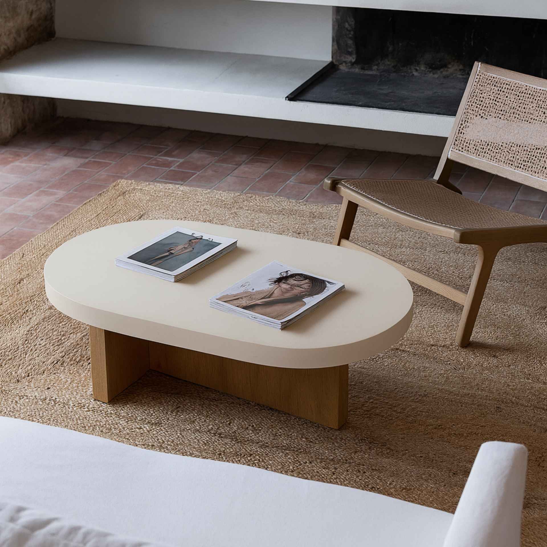 Mesa de centro de microcemento y madera de acacia Balin 105x60x30cm Clau&Chloe