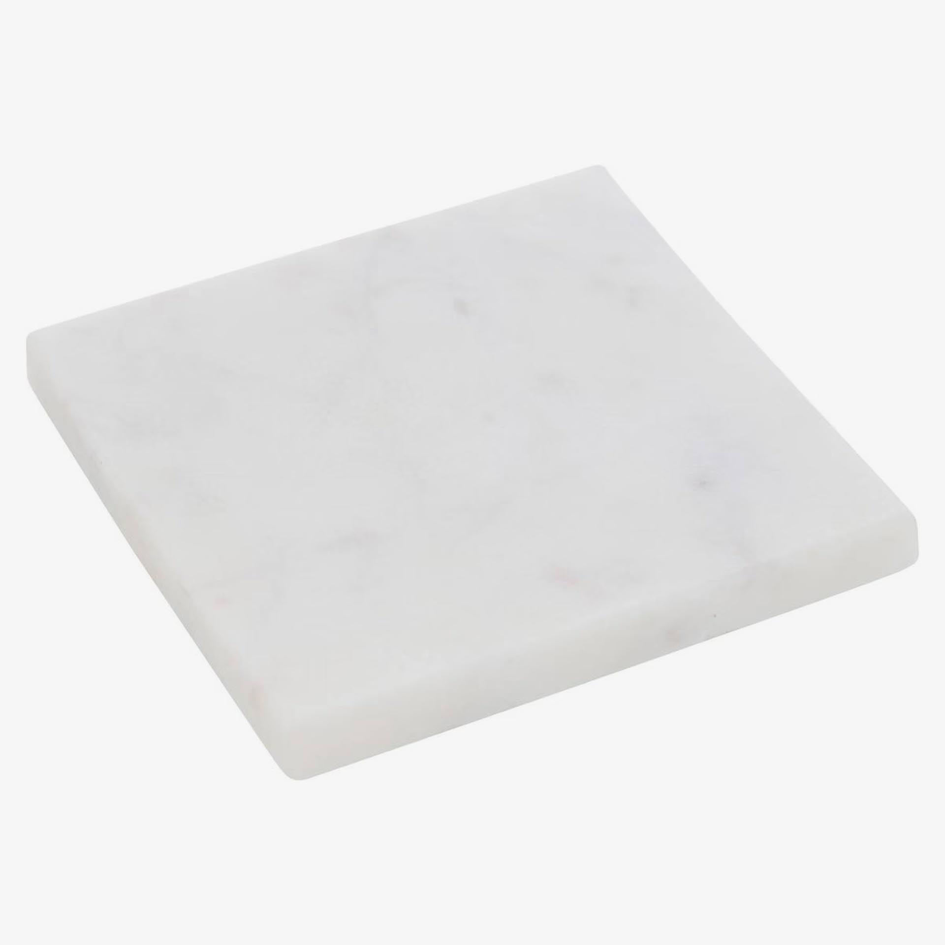 Set de posavasos StoneBase de m&aacute;rmol blanco 10cm