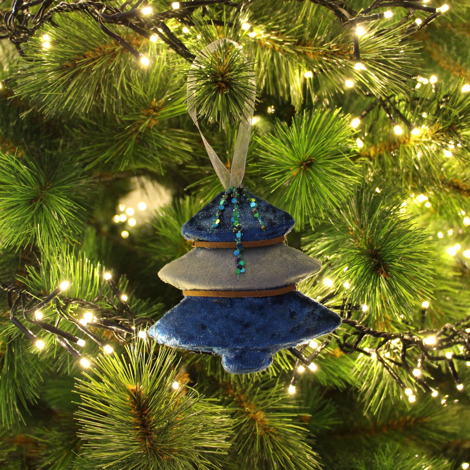 Adorno colgante de terciopelo Árbol 11cm