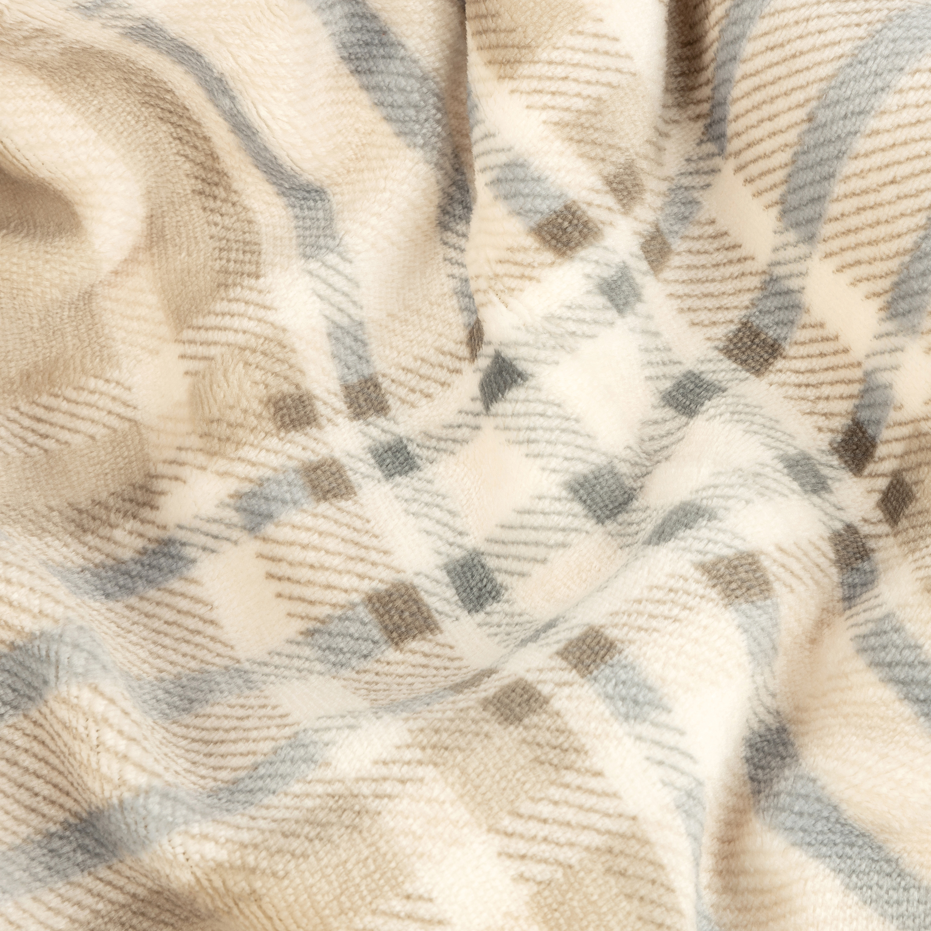 Manta de poliéster beige Tartán 130x170cm