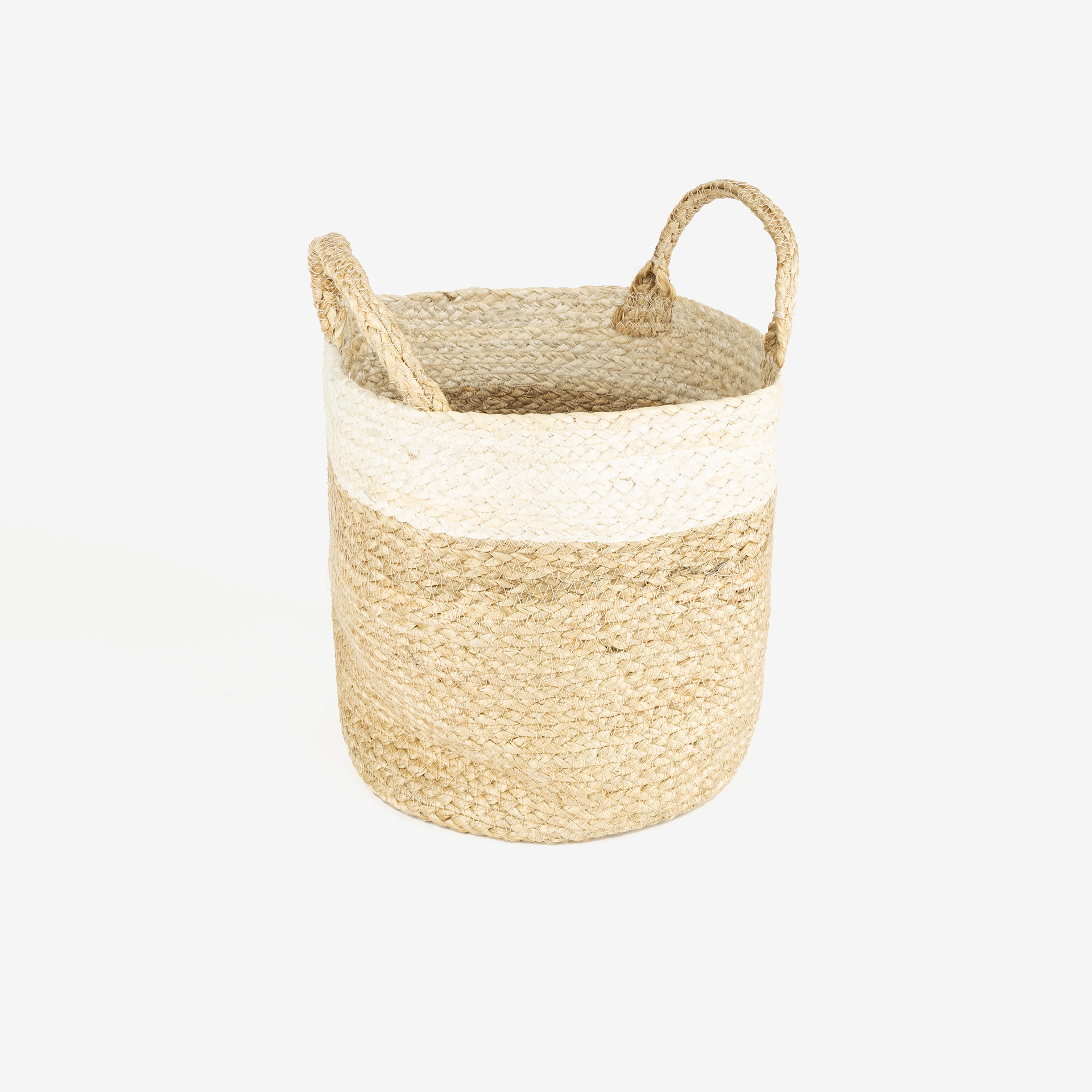 Cesta de yute blanca y natural Vide Ø25x25cm