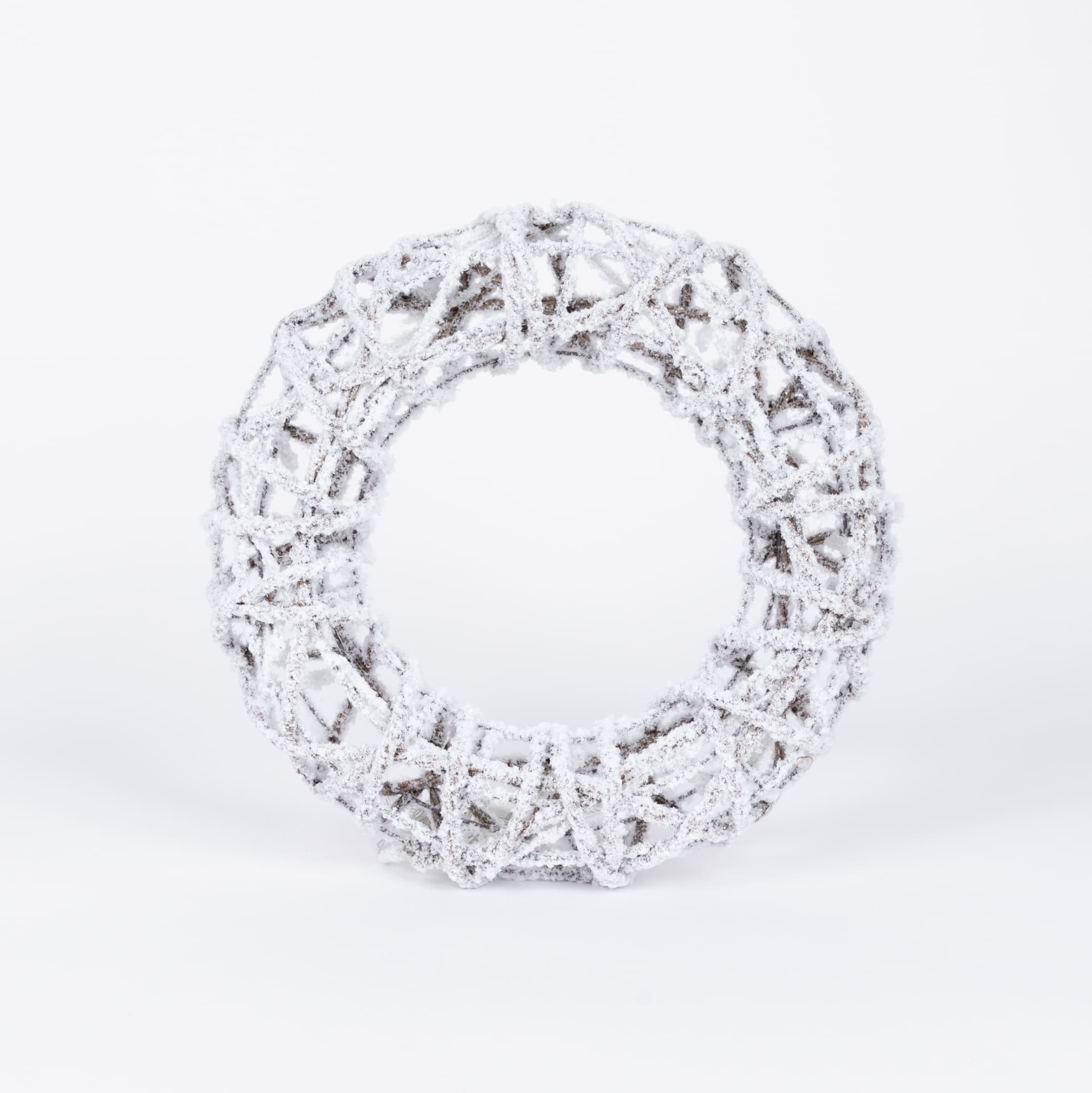 Corona decorativa nevada de ca&ntilde;a con luz LED &Oslash;30cm