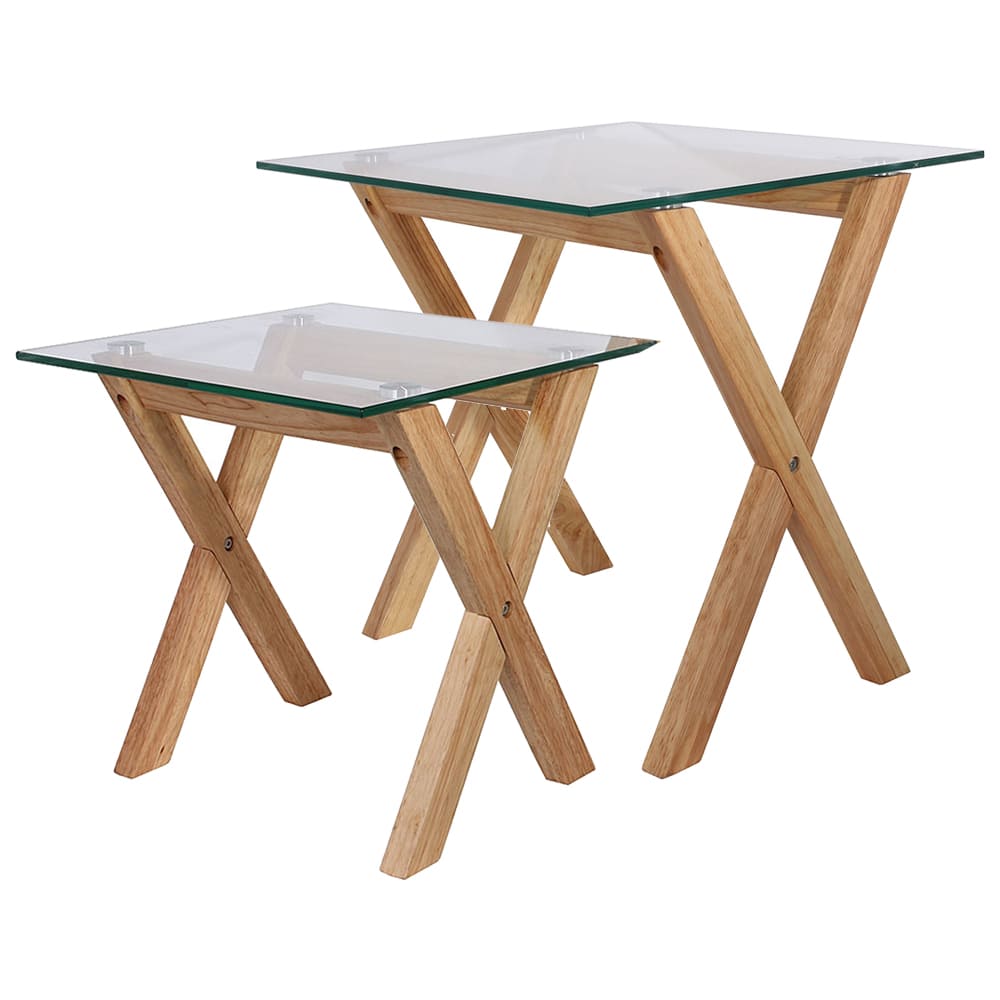 Conjunto de 2 mesas auxiliares nido de cristal