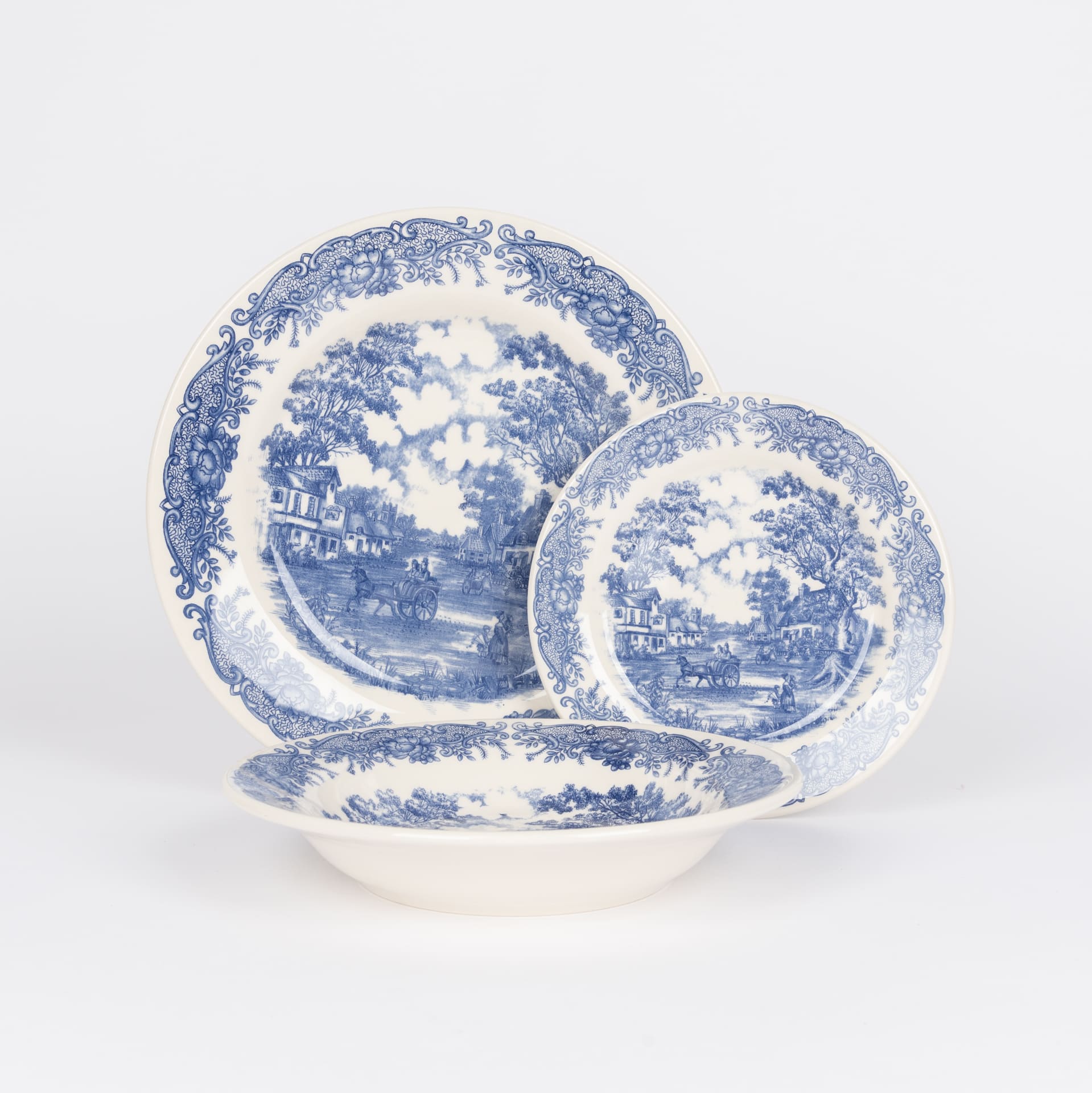 Vajilla de porcelana 18 piezas de gres azul England