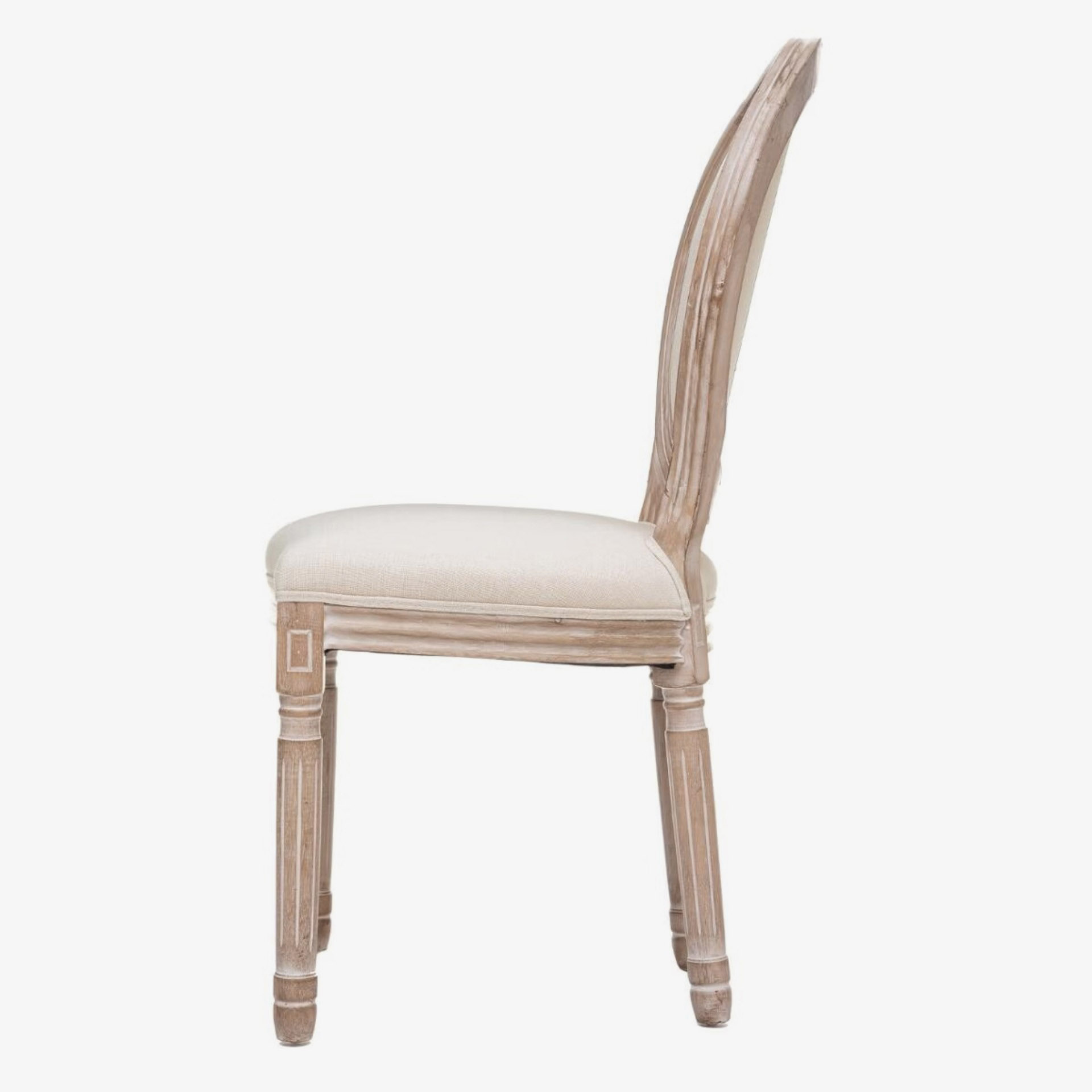 Silla de comedor blanca de lino Huno 