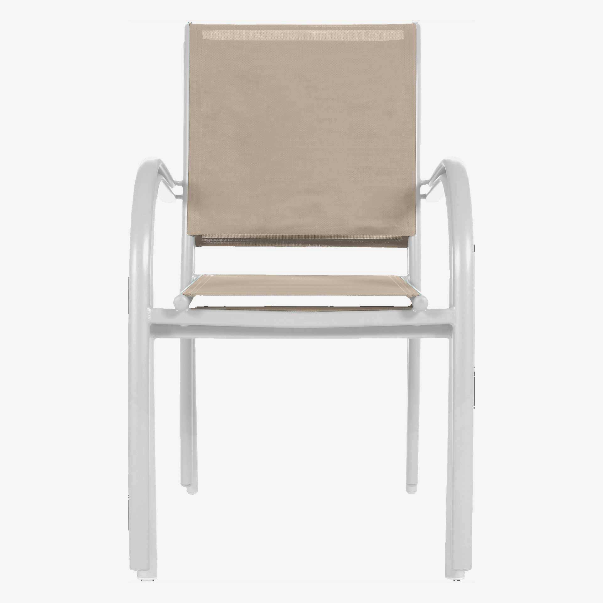 Silla de jard&iacute;n apilable de aluminio blanca Piazor 56x65x88cm