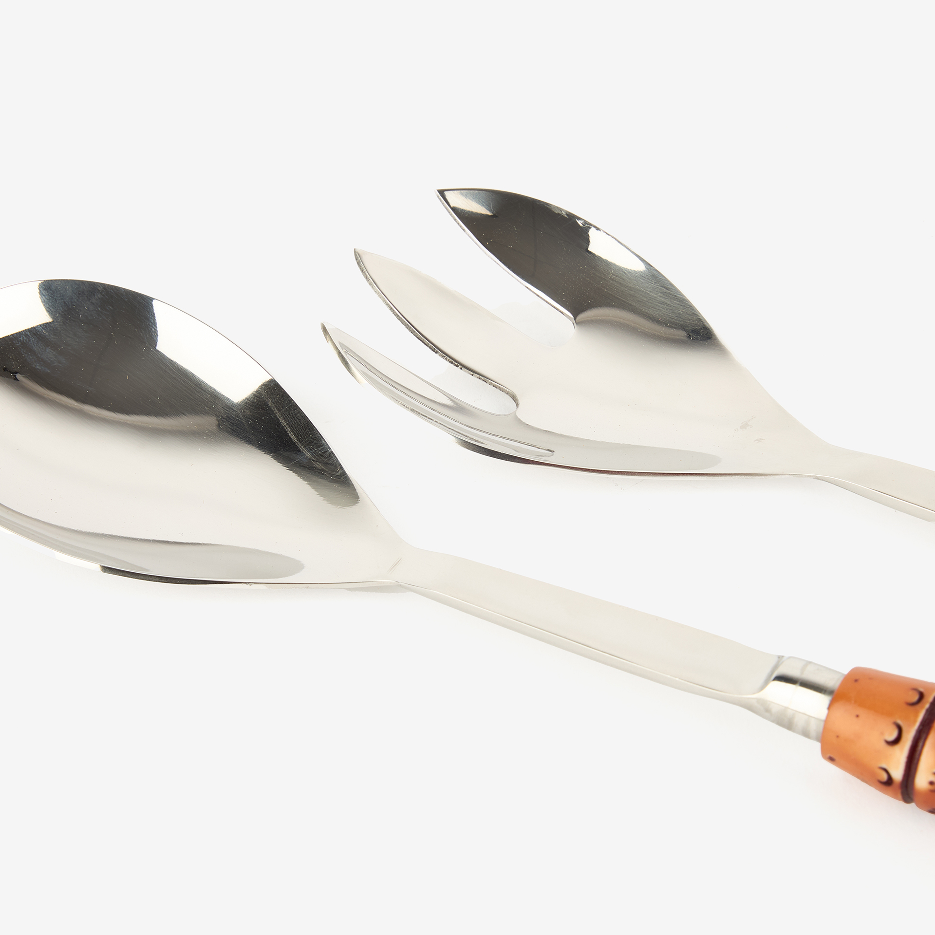 Set de 2 cubiertos para ensalada de acero inoxidable con mango de resina