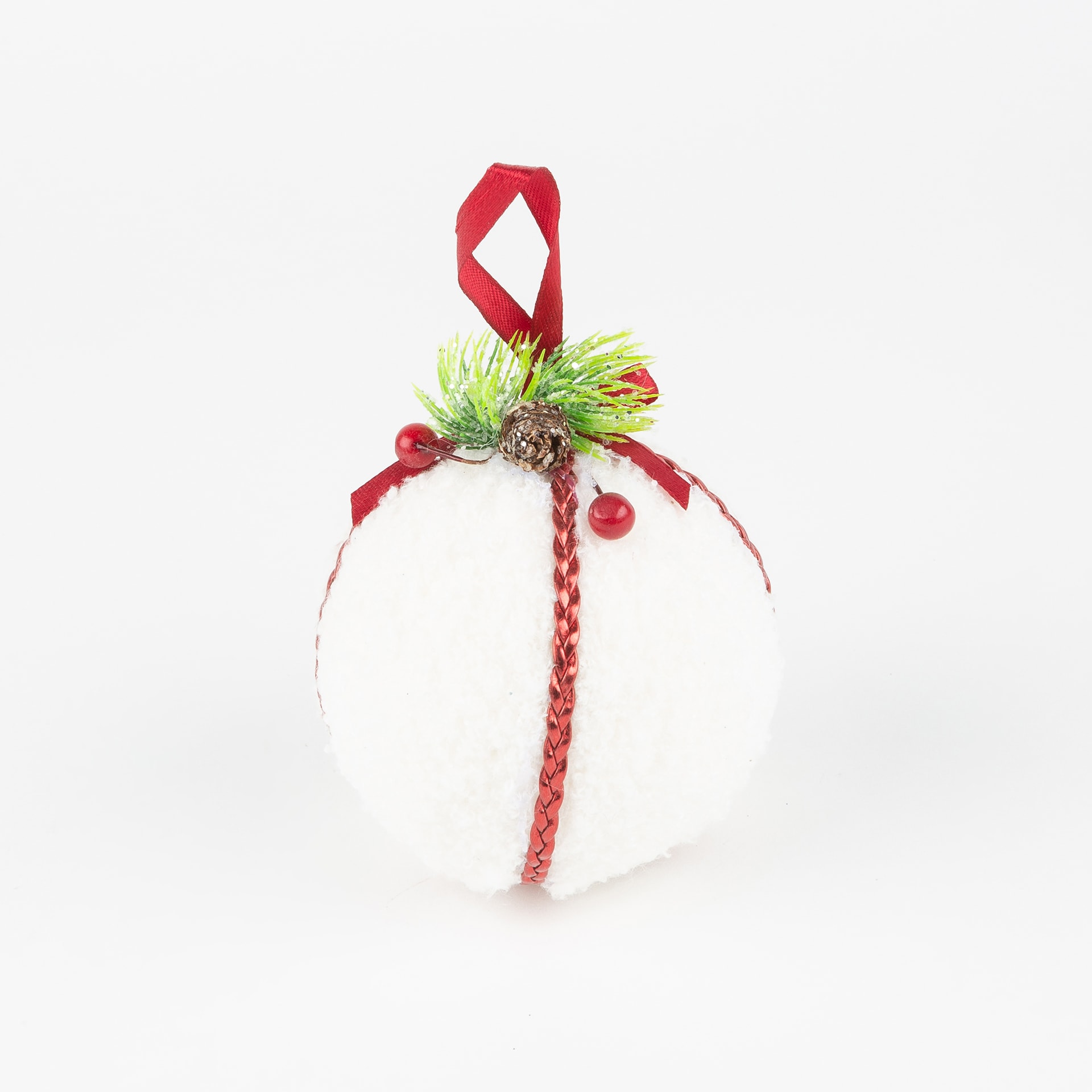 Bola decorativa de peluche blanca 8cm