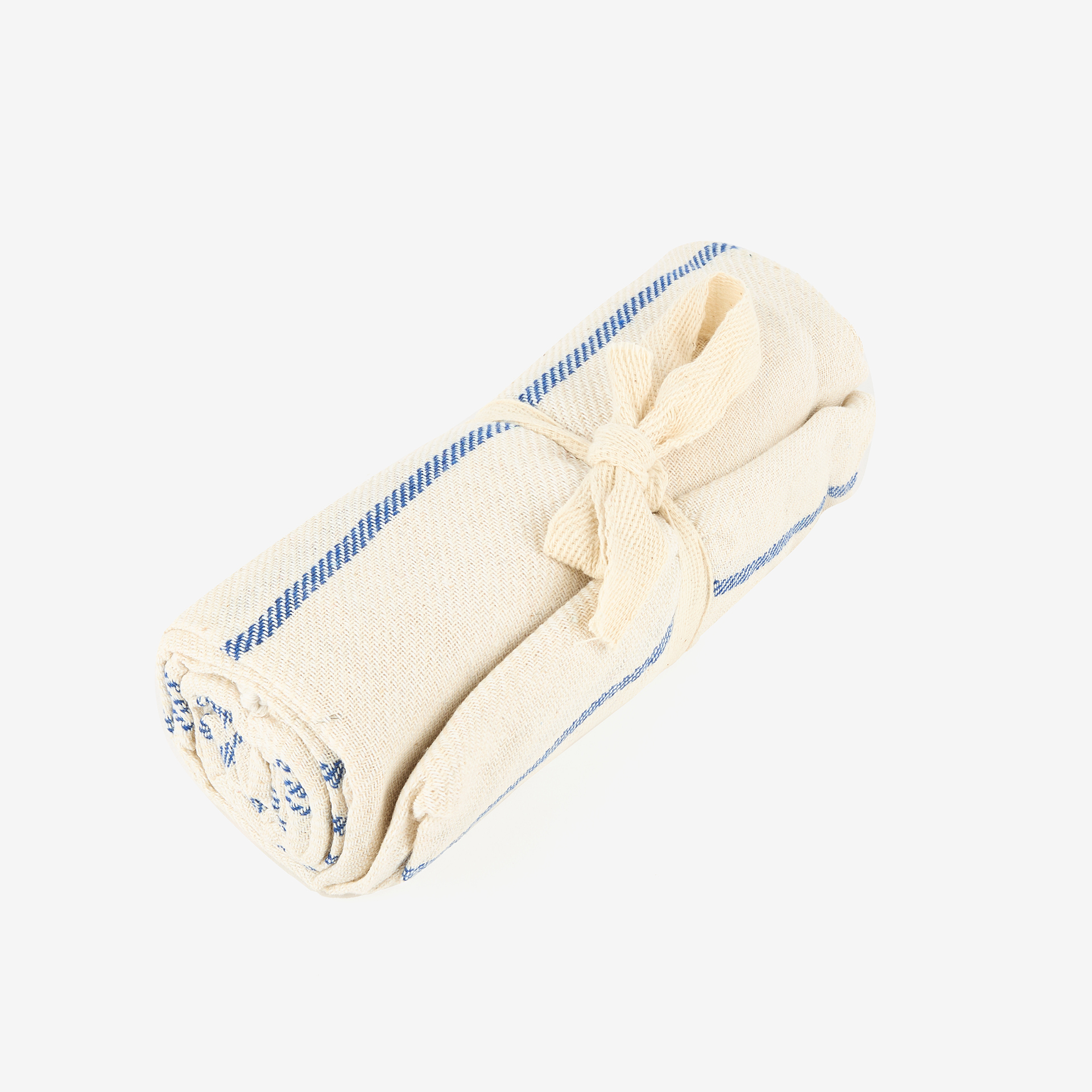 Pareo de algod&oacute;n con flecos rayas azules Cervia 85x170cm