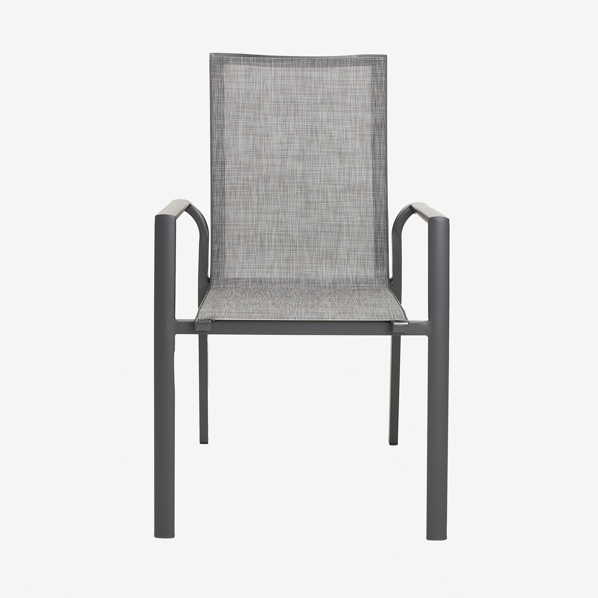 Silla de jardín apilable de aluminio y textilene gris 58x65x91,5cm