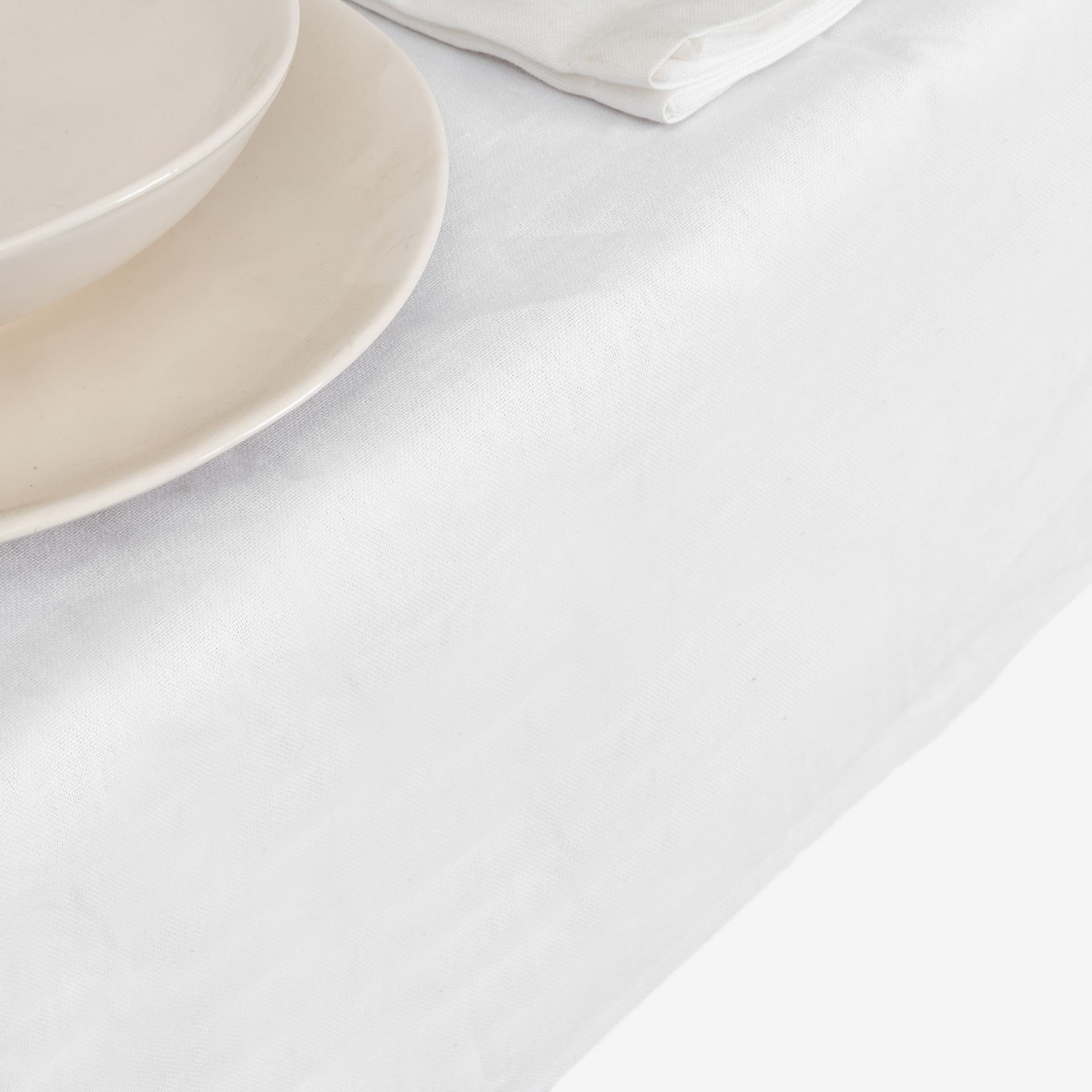 Mantel de algod&oacute;n y lino blanco 145x150cm