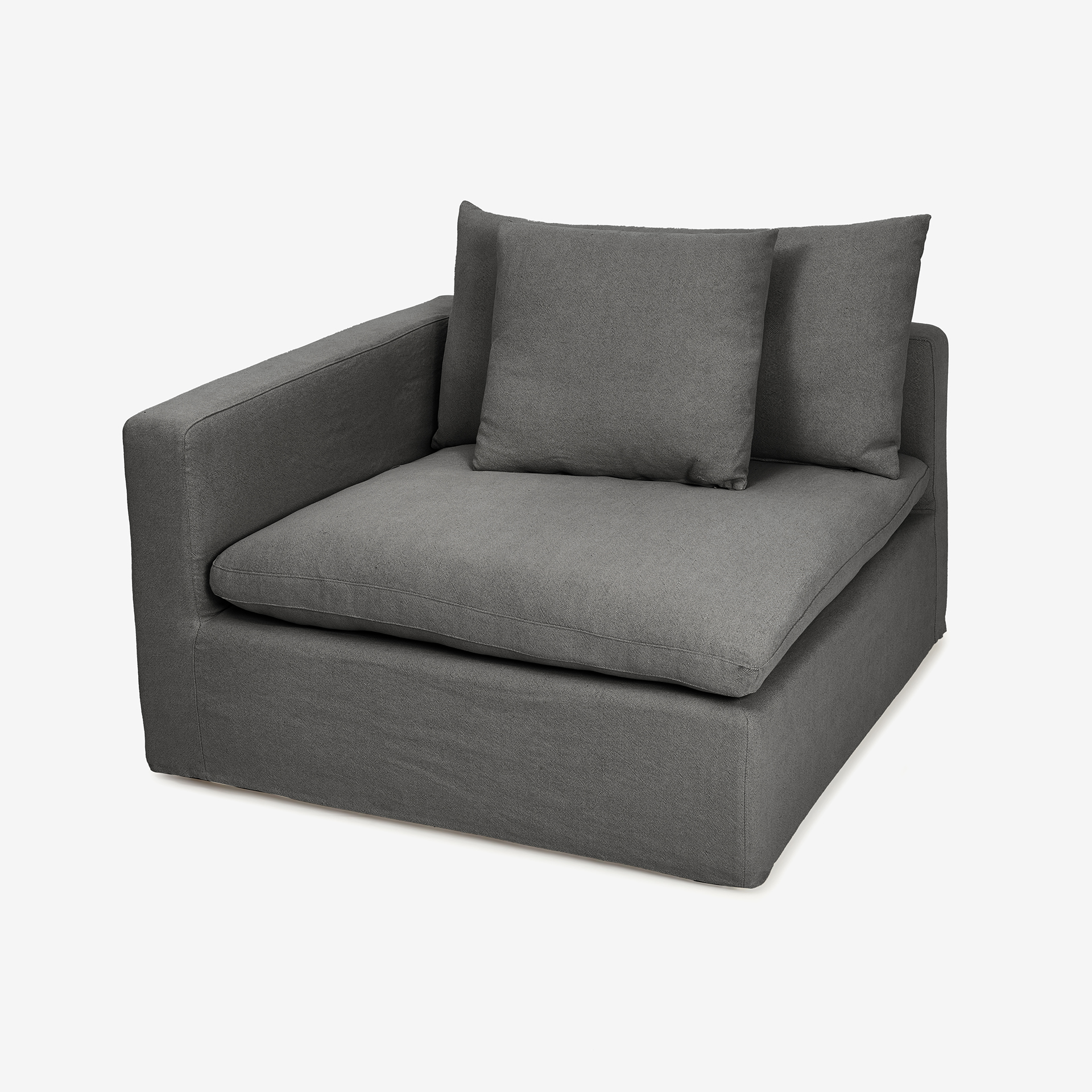 Sofá de 3 plazas de lino gris Aiden 220x110x80cm Clau&Chloe