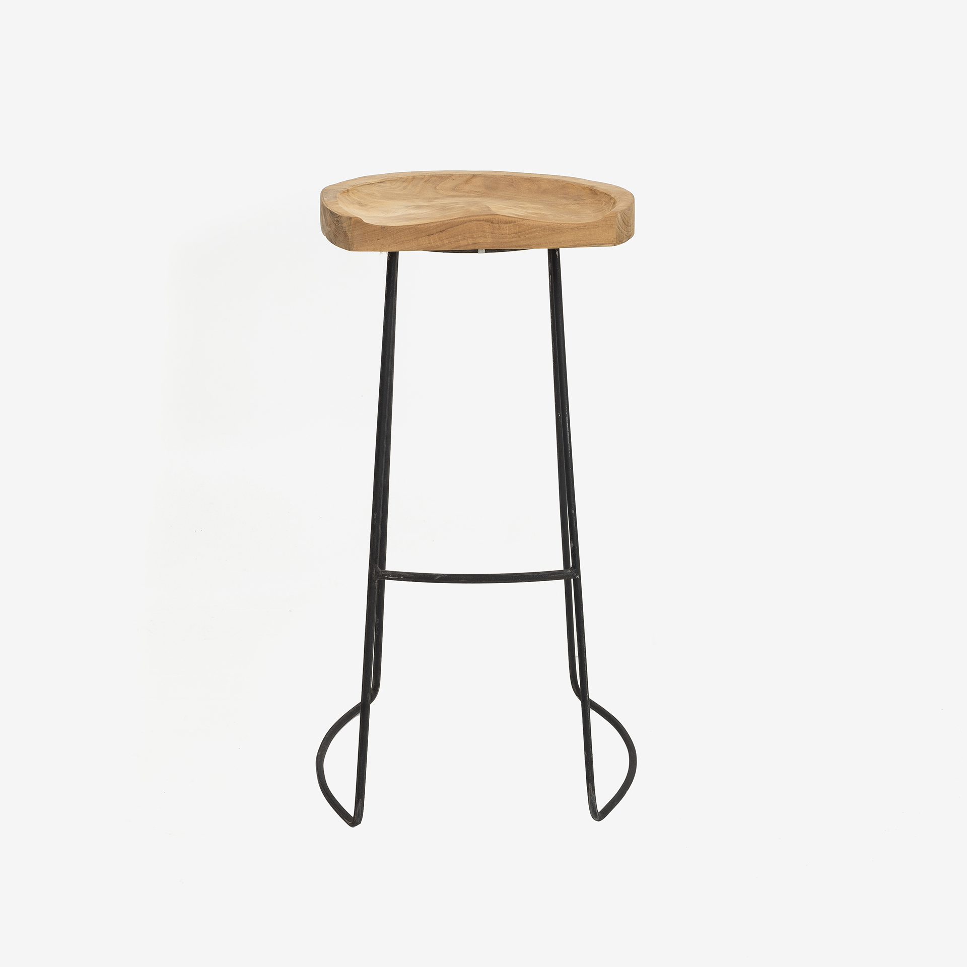 Taburete alto de madera y metal 40x32x81cm