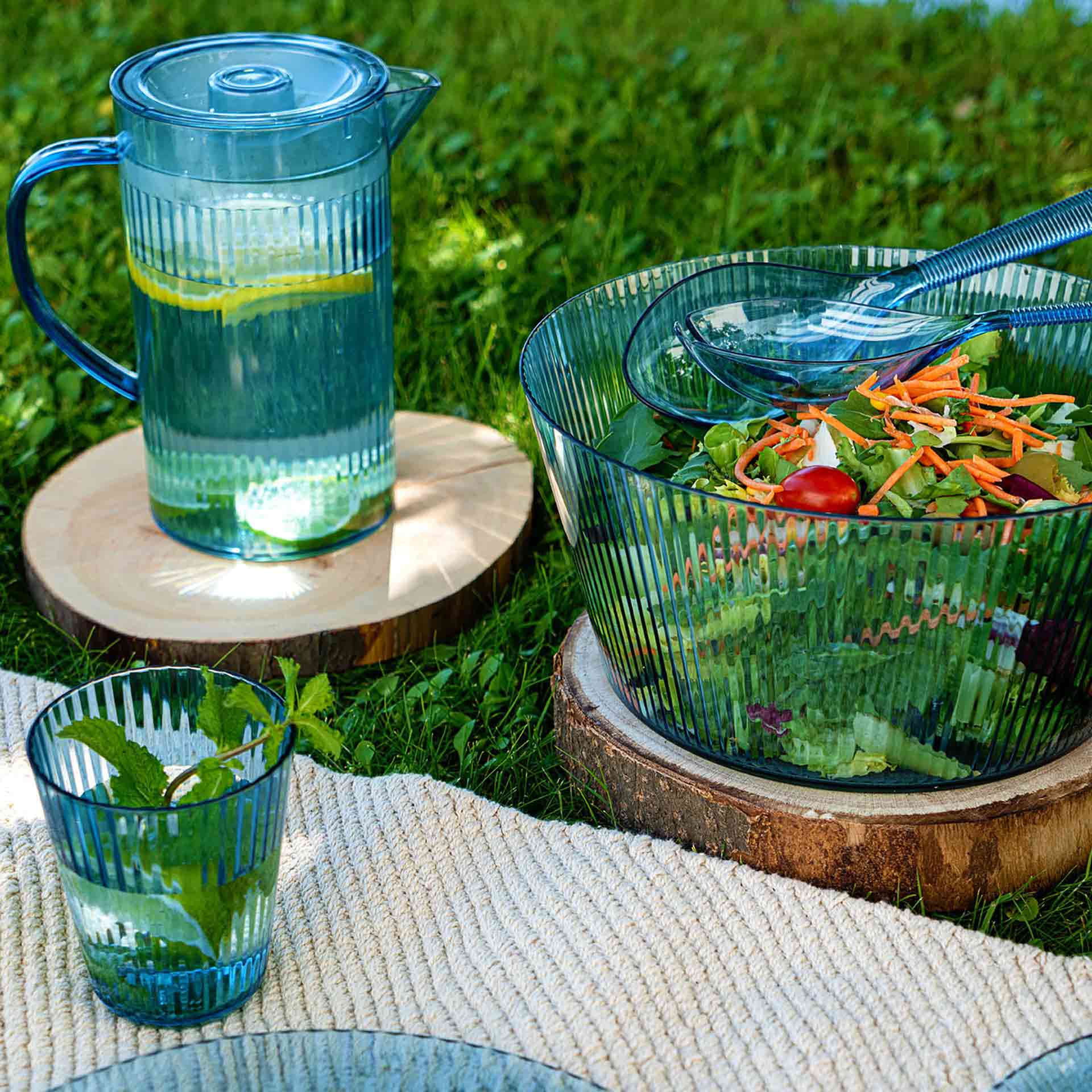 Ensaladera de pl&aacute;stico azul Solara &Oslash;25cm