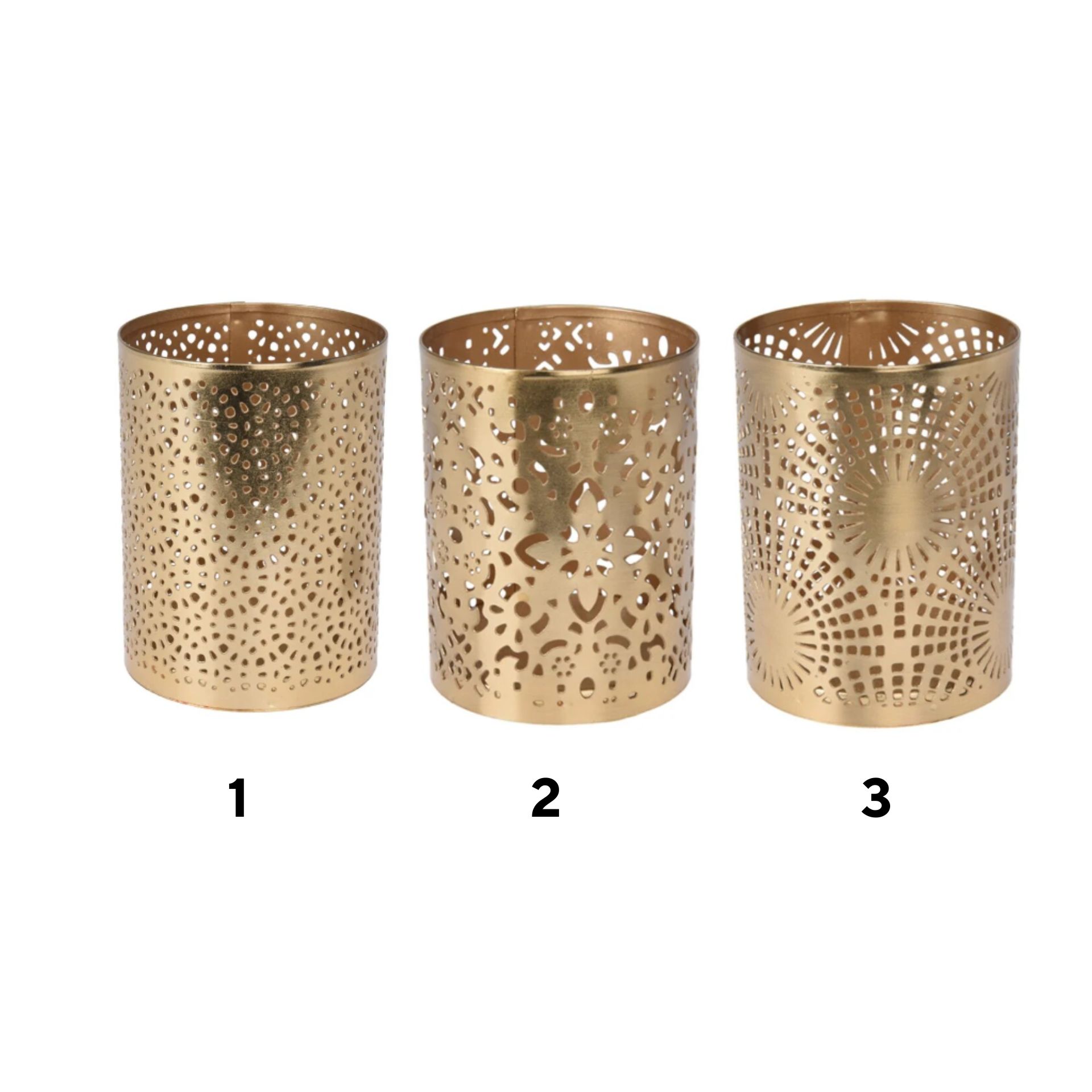 Portavelas de hierro dorado Ø10x15cm en varios modelos