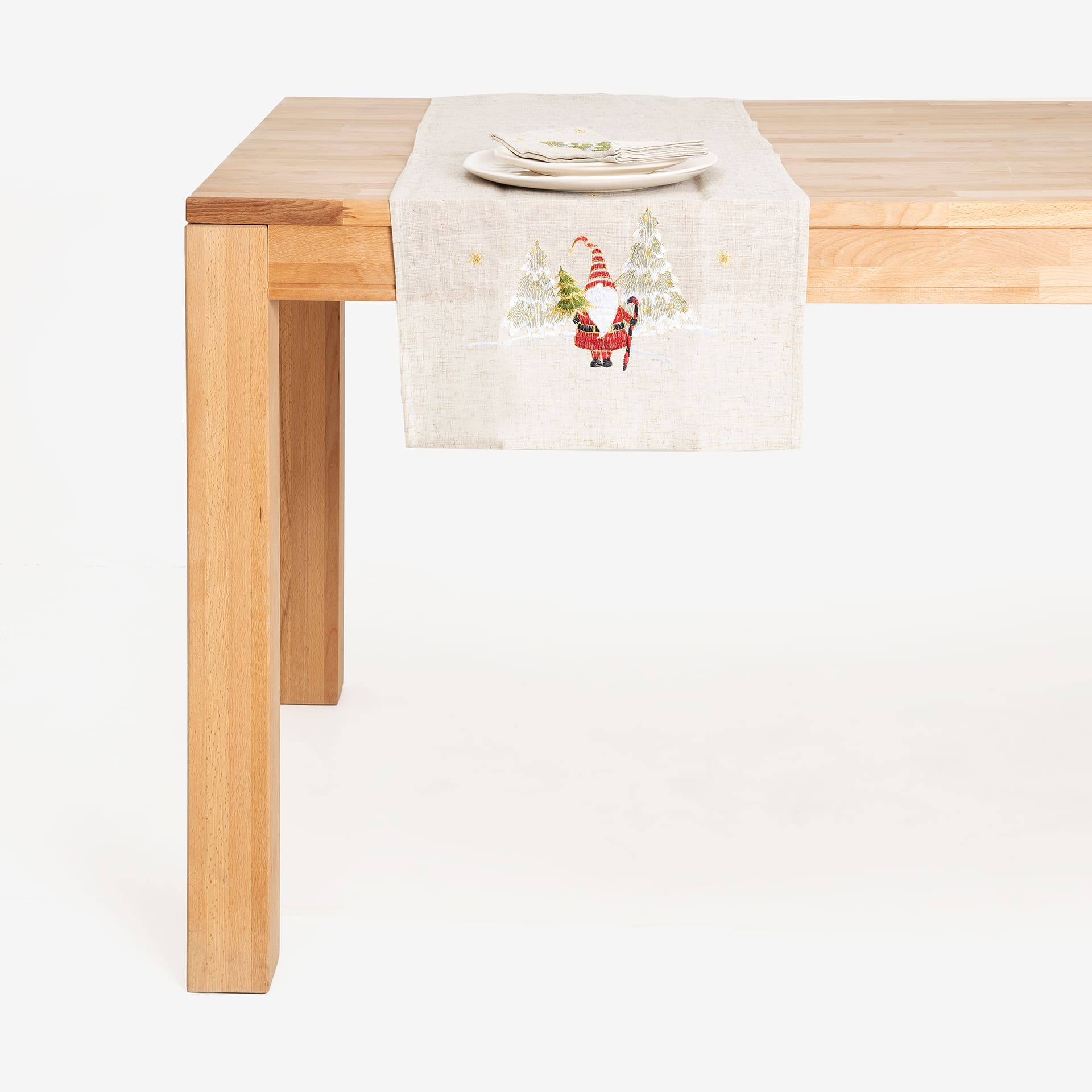 Camino de mesa bordado Gnomo con regalos 40x140cm