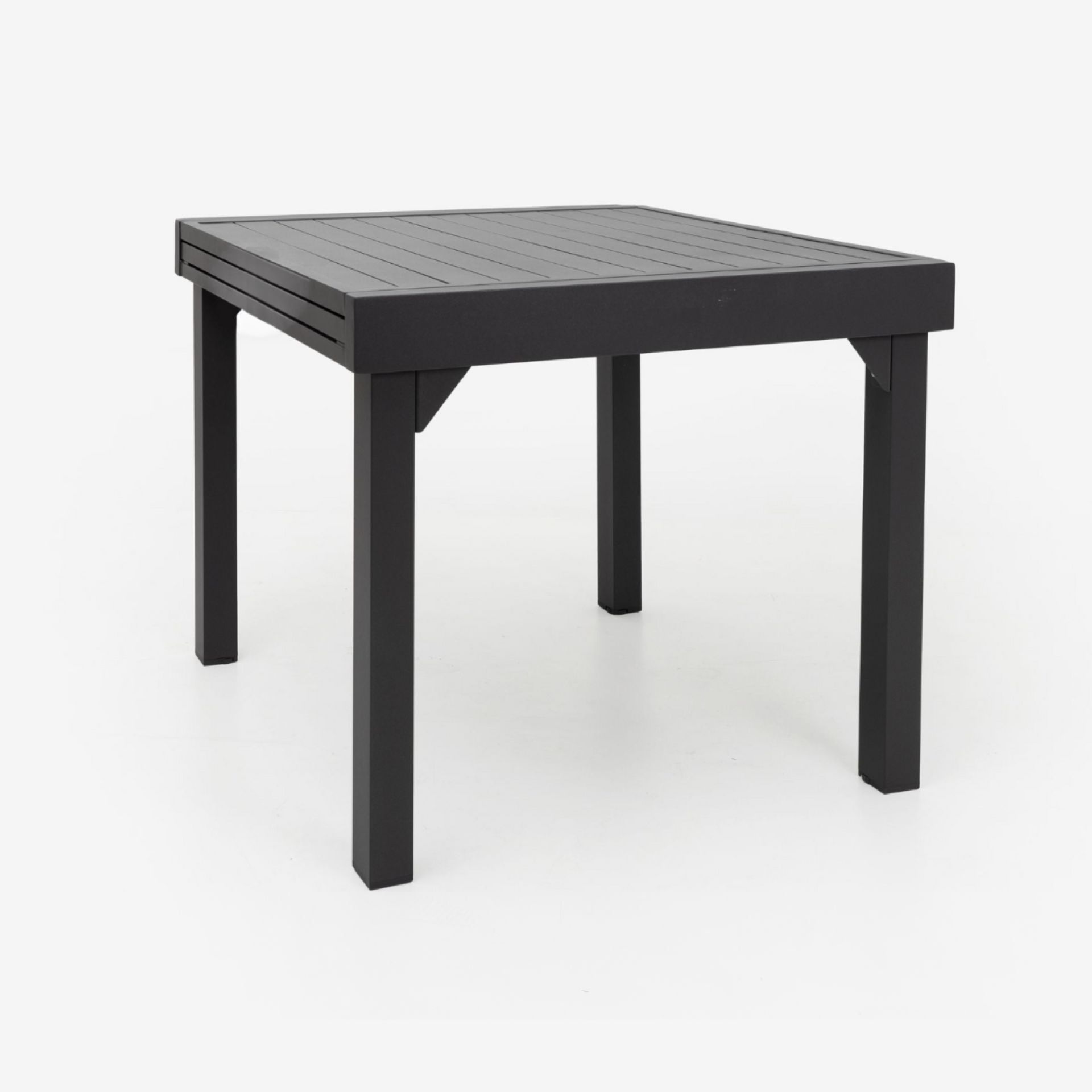 Mesa de jard&iacute;n extensible de aluminio gris oscuro Paros 90/180x90x75cm