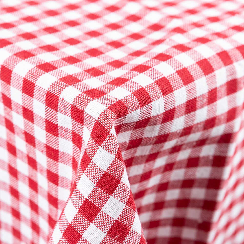 Mantel de algod&oacute;n vichy rojo 150x150cm